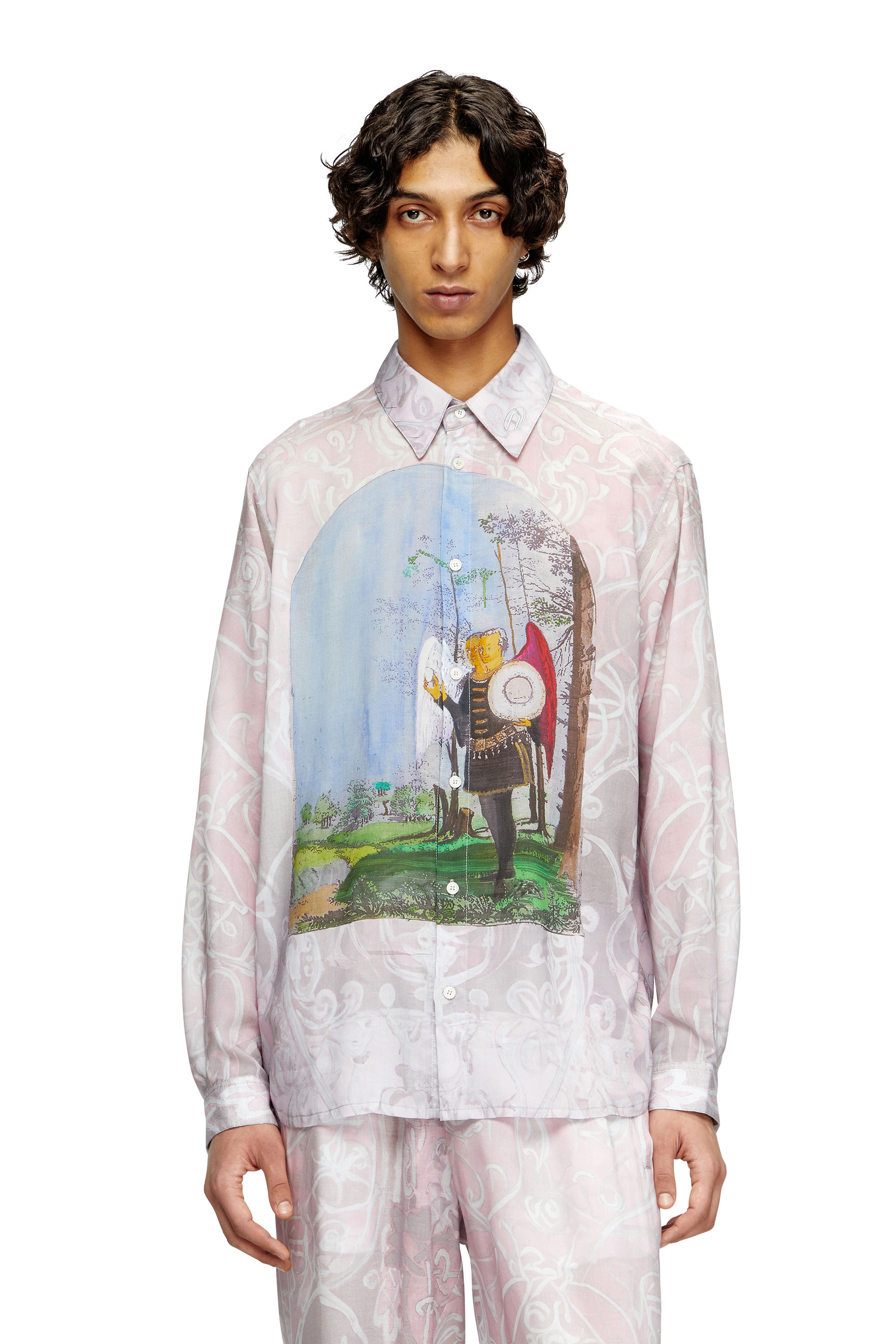 Diesel - S-SIMPLY-A-AJFW, Unisex's 長袖シャツ in ピンク / ホワイト - 3