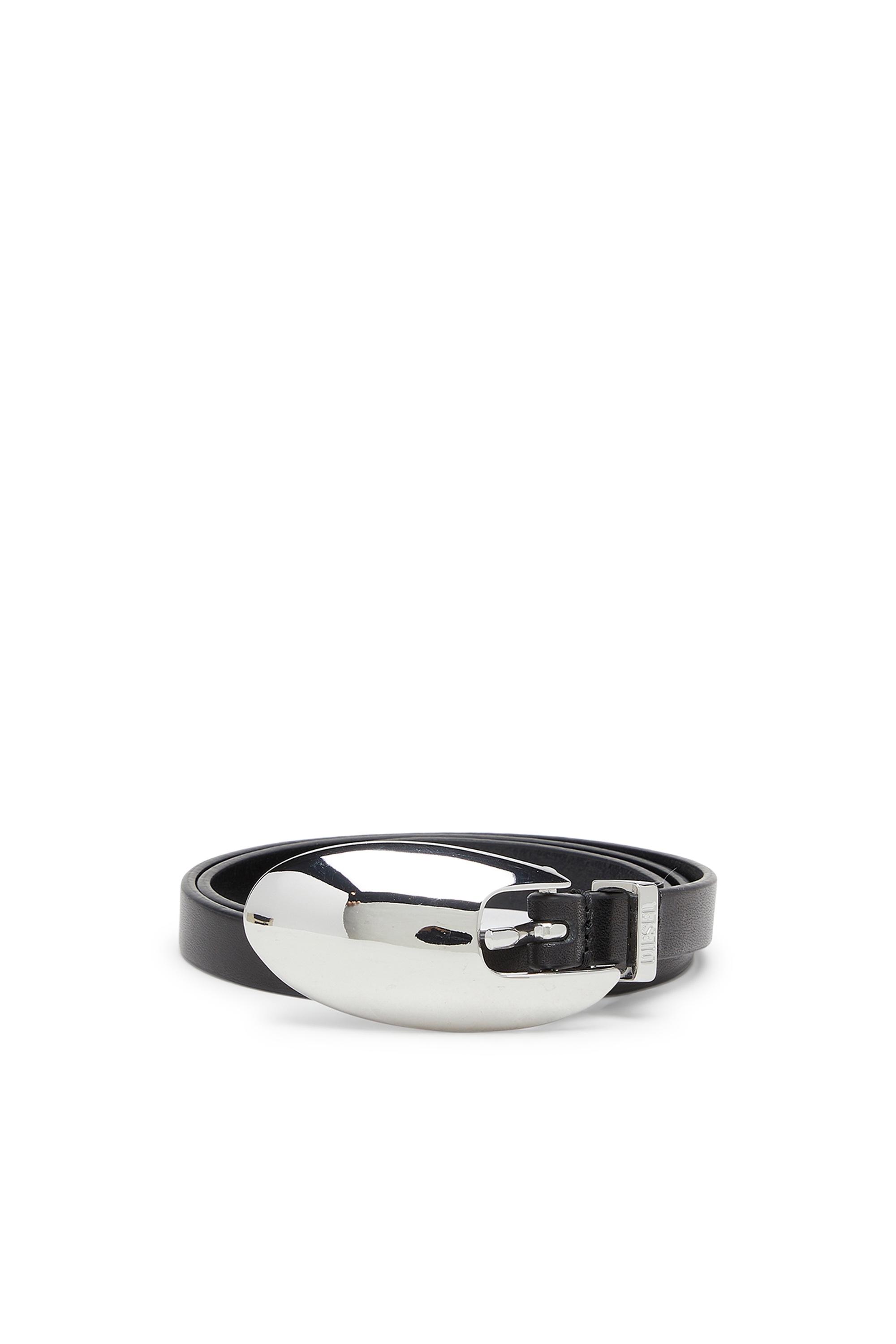 Diesel - B-ROP 15, Female's 1.5cm leather belt with sculptural buckle in ブラック - 1
