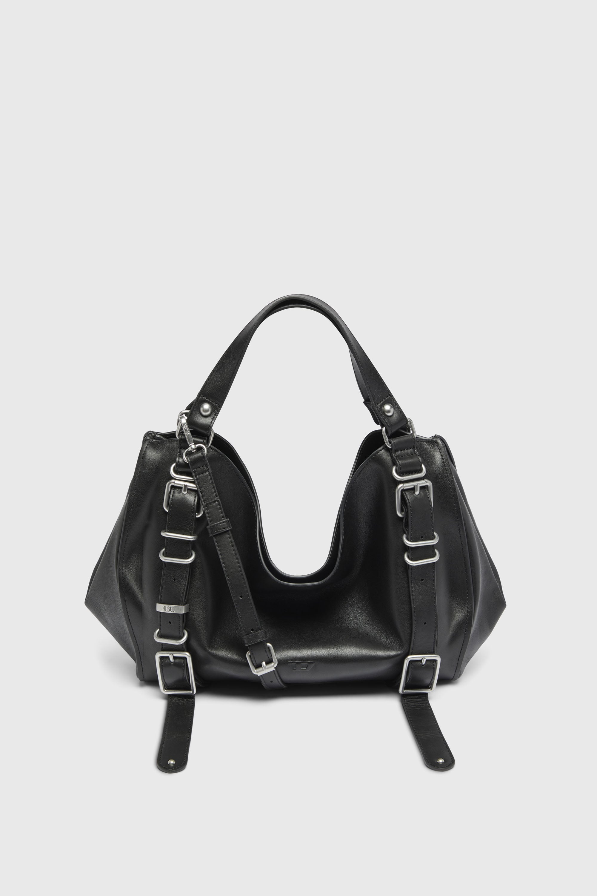 Diesel - D-ONE TOPHANDLE M, Unisex's D-One-Medium top-handle bag in treated leather in ブラック - 2