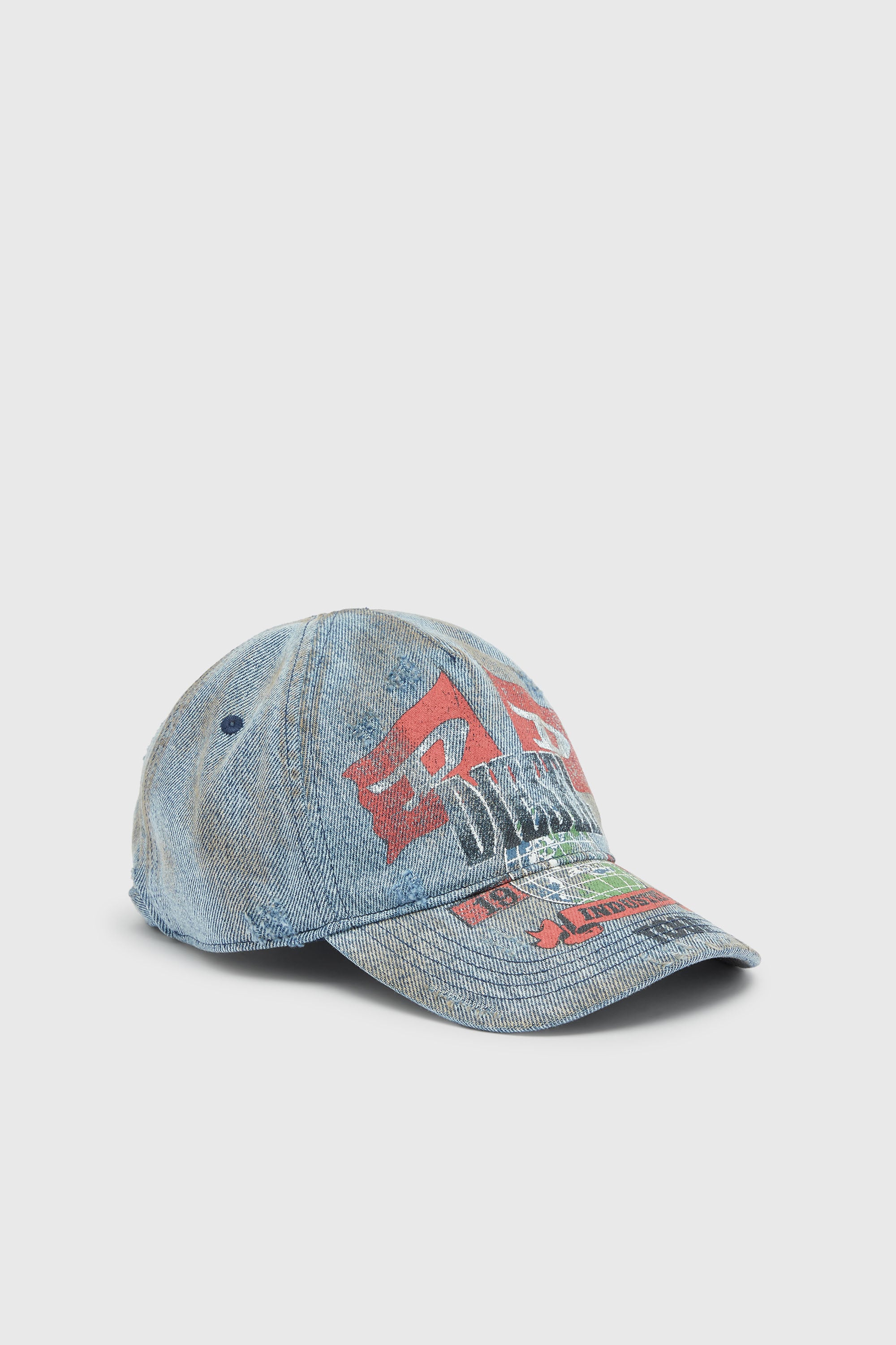 Diesel - C-ROCK, Male's Denim baseball cap with concert graphics in ライトブルー - 1