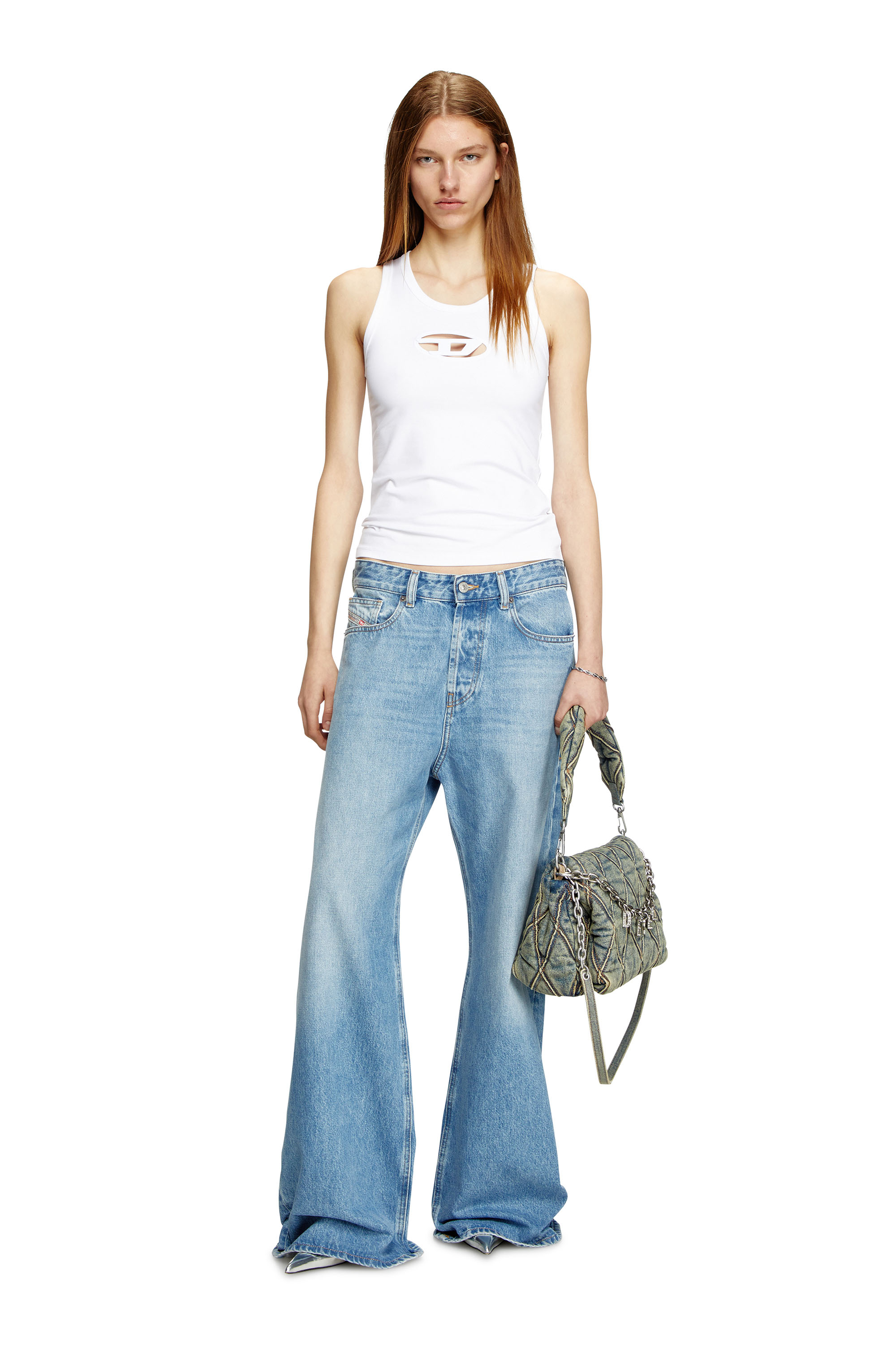 Diesel - T-LYNYS-OD, Female's Tank top with cut-out Oval D logo in ホワイト - 1