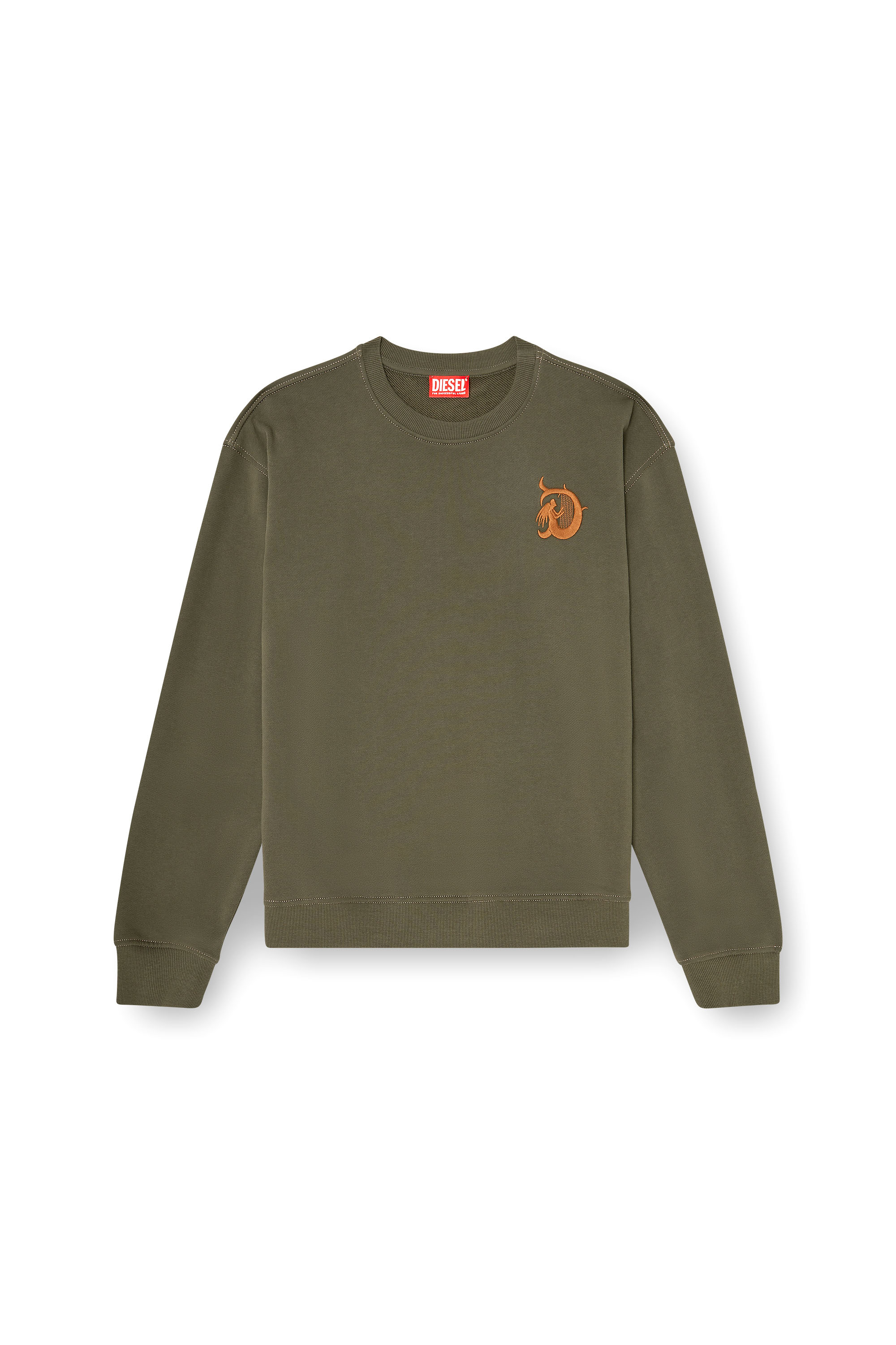Diesel - S-NORM-AA4, Male's プルオーバースウェット in ミリタリーグリーン - 3