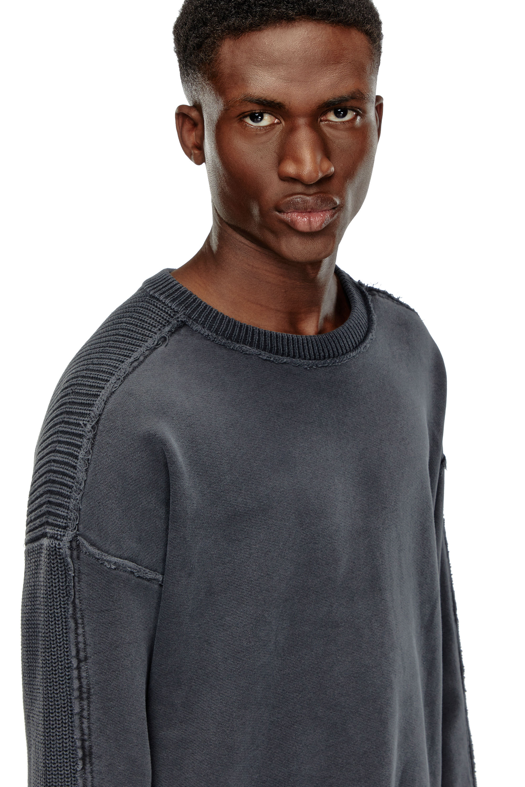 Diesel - K-OBERTO-ROUND, Male's Hybrid jersey and knit jumper in ダークグレー - 5