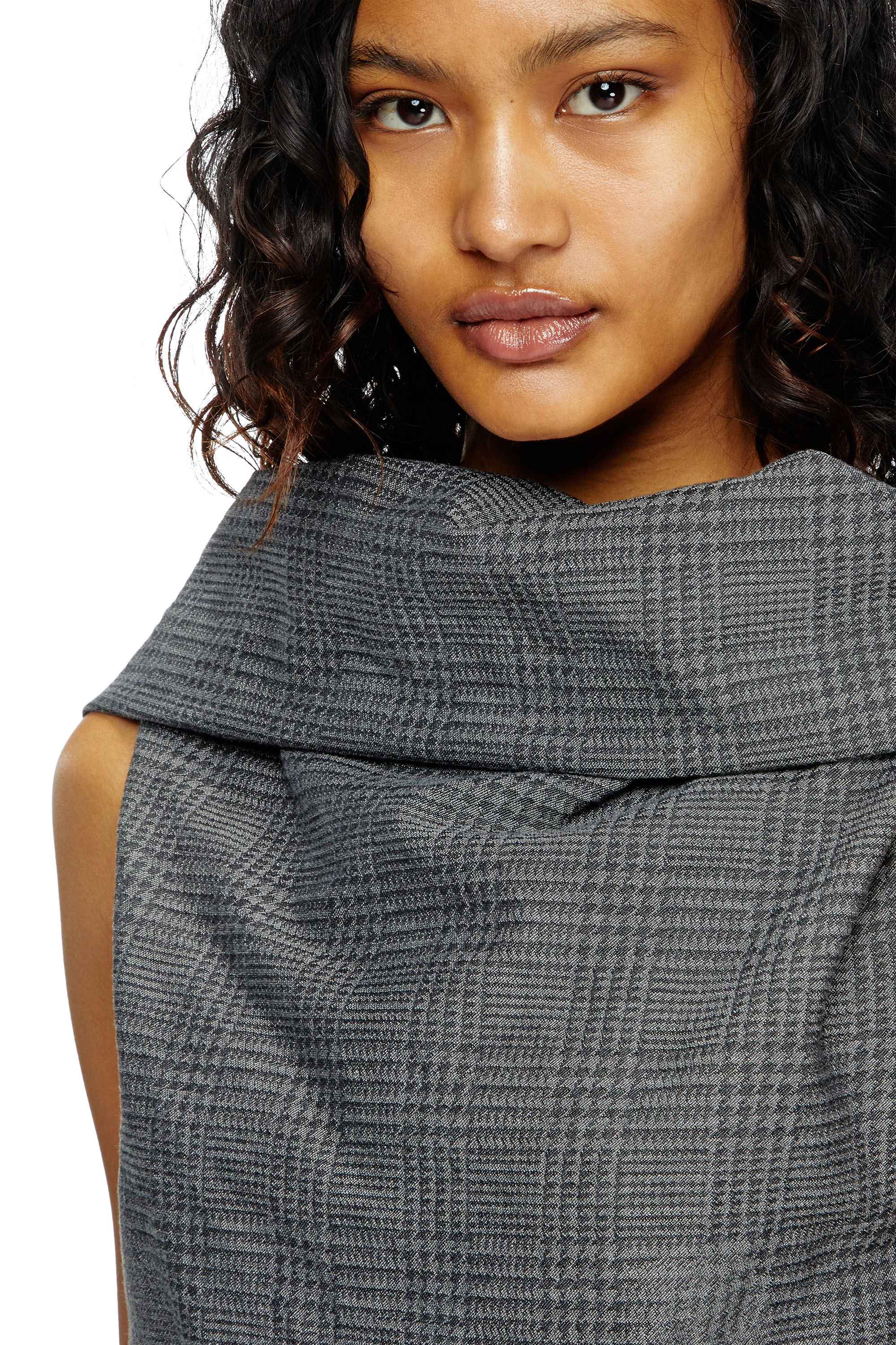 D-MAUVE, グレー Diesel - D-MAUVE, Female's Prince of Wales midi dress with distressing in グレー - 5