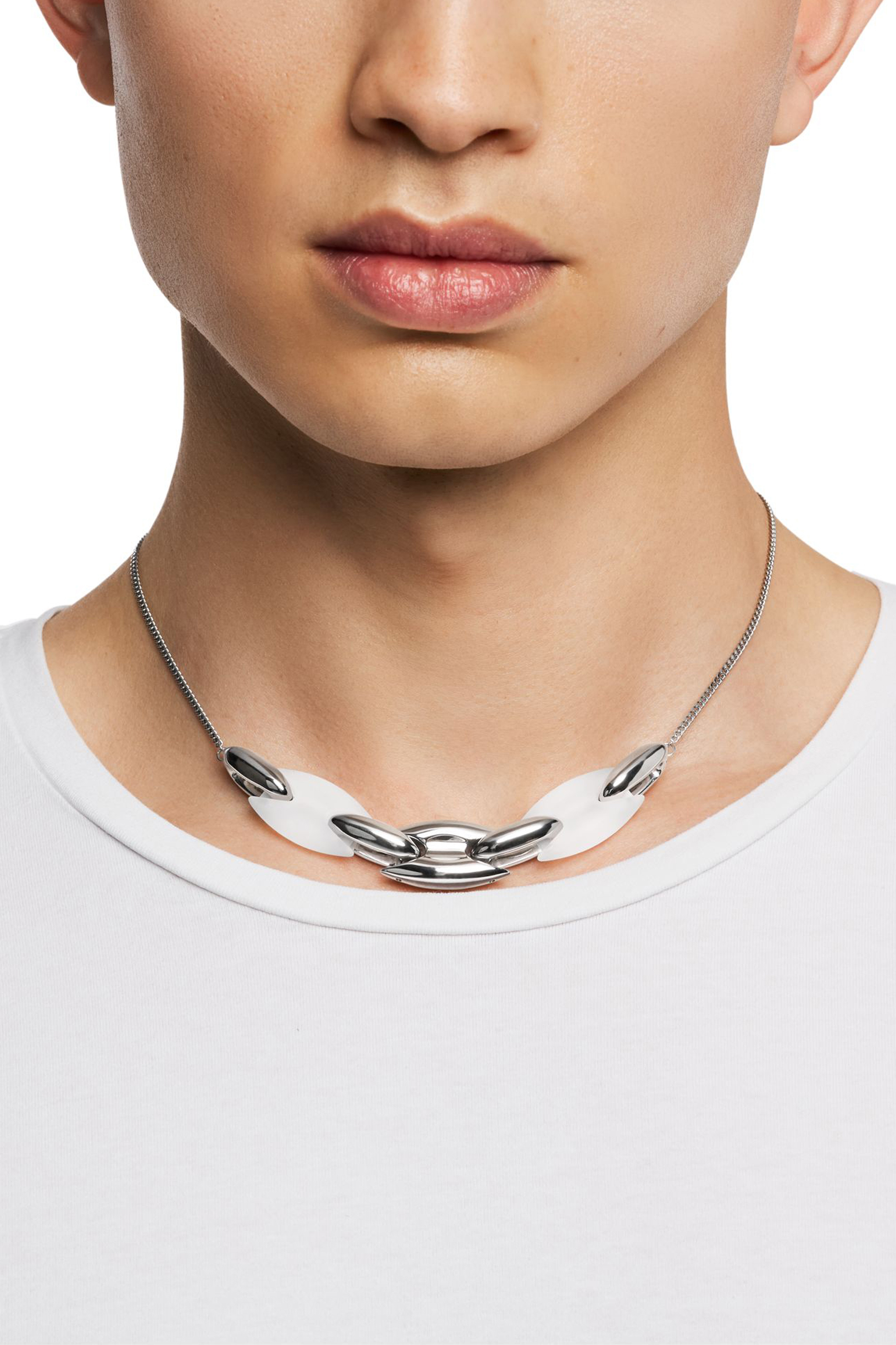 Diesel - DX1616040, Unisex's Stainless Steel and Silicone Metamorph Chain Necklace in シルバー - 3