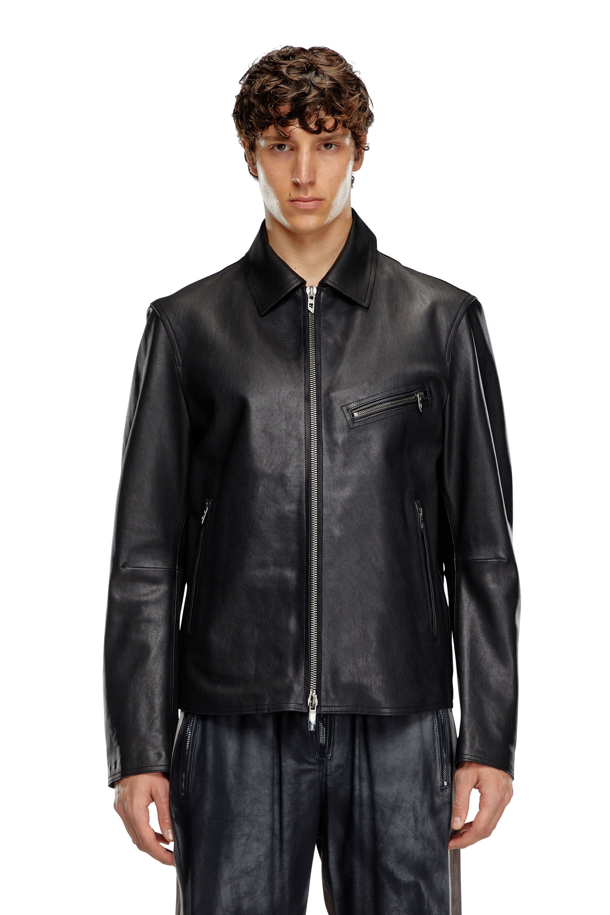 Diesel - L-KORN-A, Male's レザージャケット in ブラック - 1