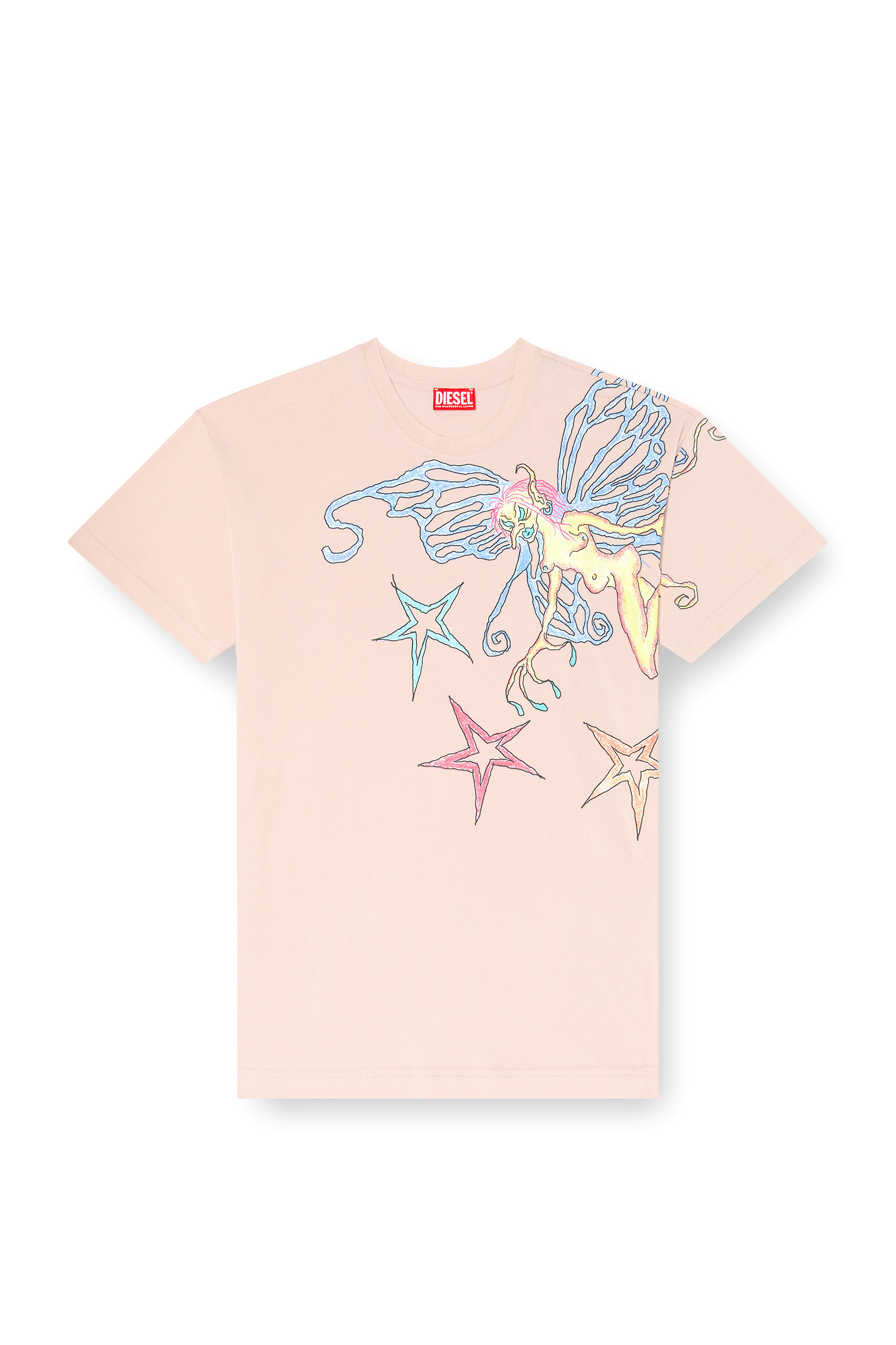 Diesel - T-BUXT-Q1, Female's T-shirt with graphic print in ピンク / ホワイト - 3