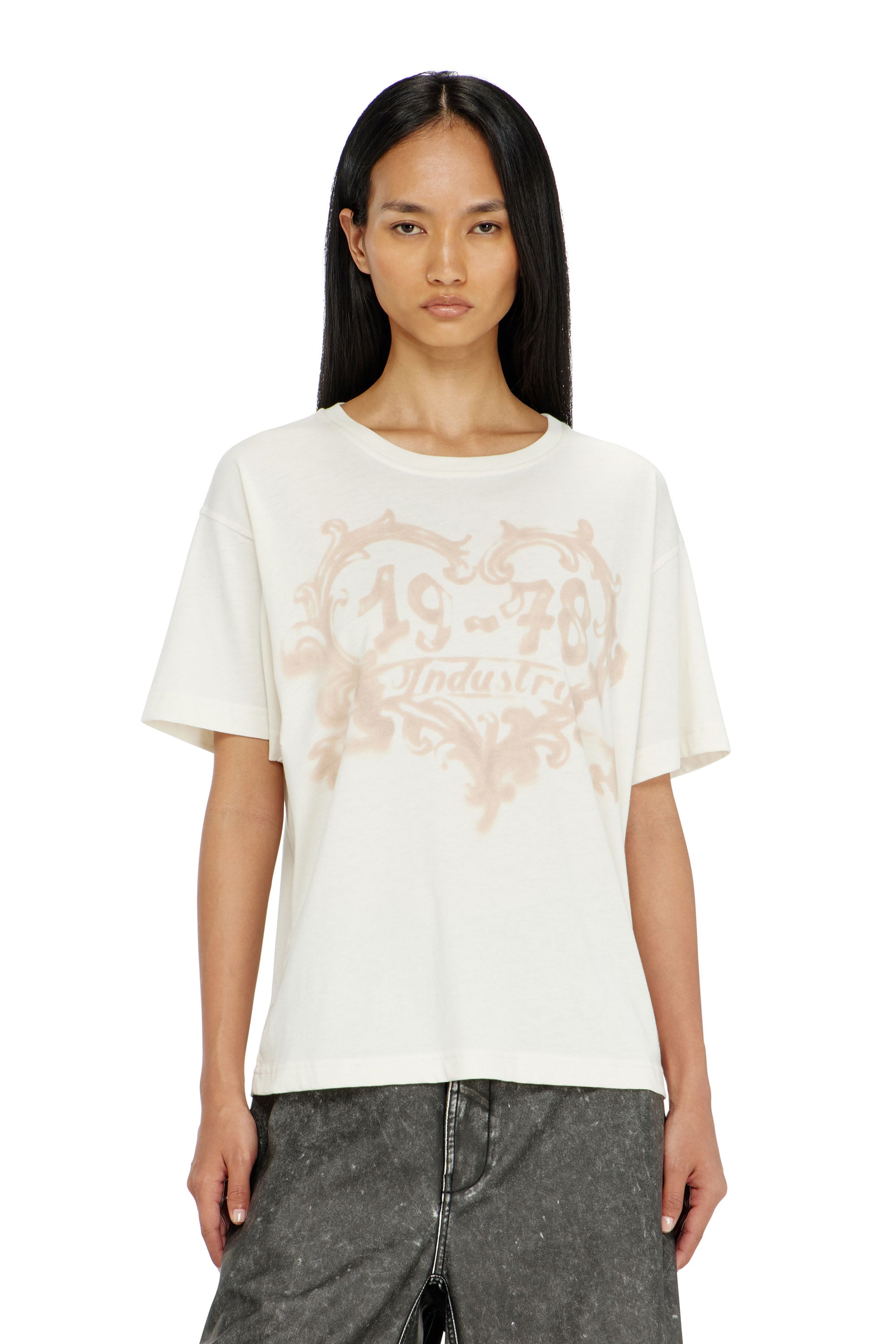 Diesel - T-NORMY-AA4, Female's Tシャツ in ホワイト/ピンク - 1