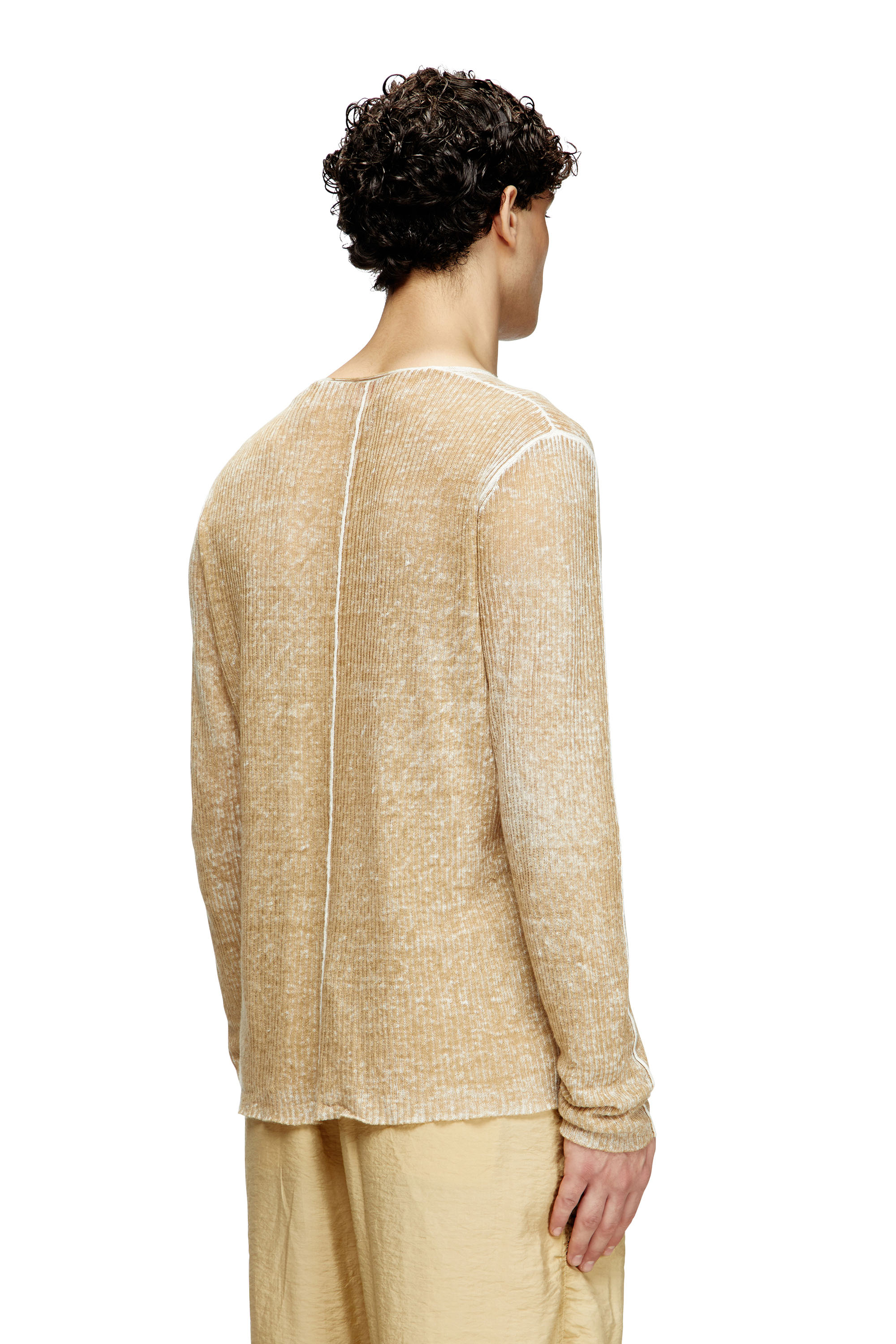 Diesel - K-ROBBEL, Male's Inside-print jumper with contrast detail in ベージュ - 4