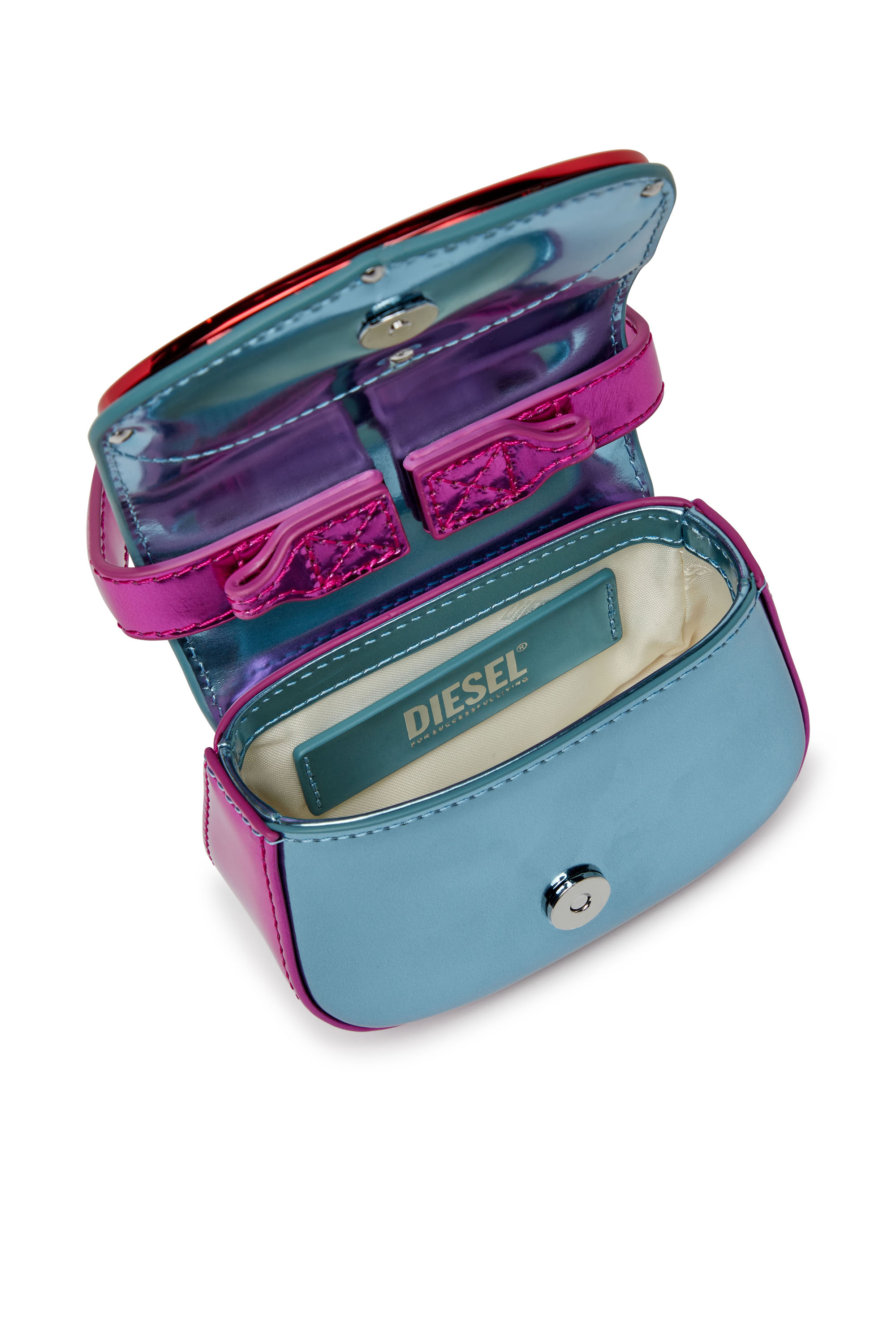 Diesel - 1DR XS, Female's 1DR XS-Iconic mini bag in mirror leather in ブルー/レッド - 4