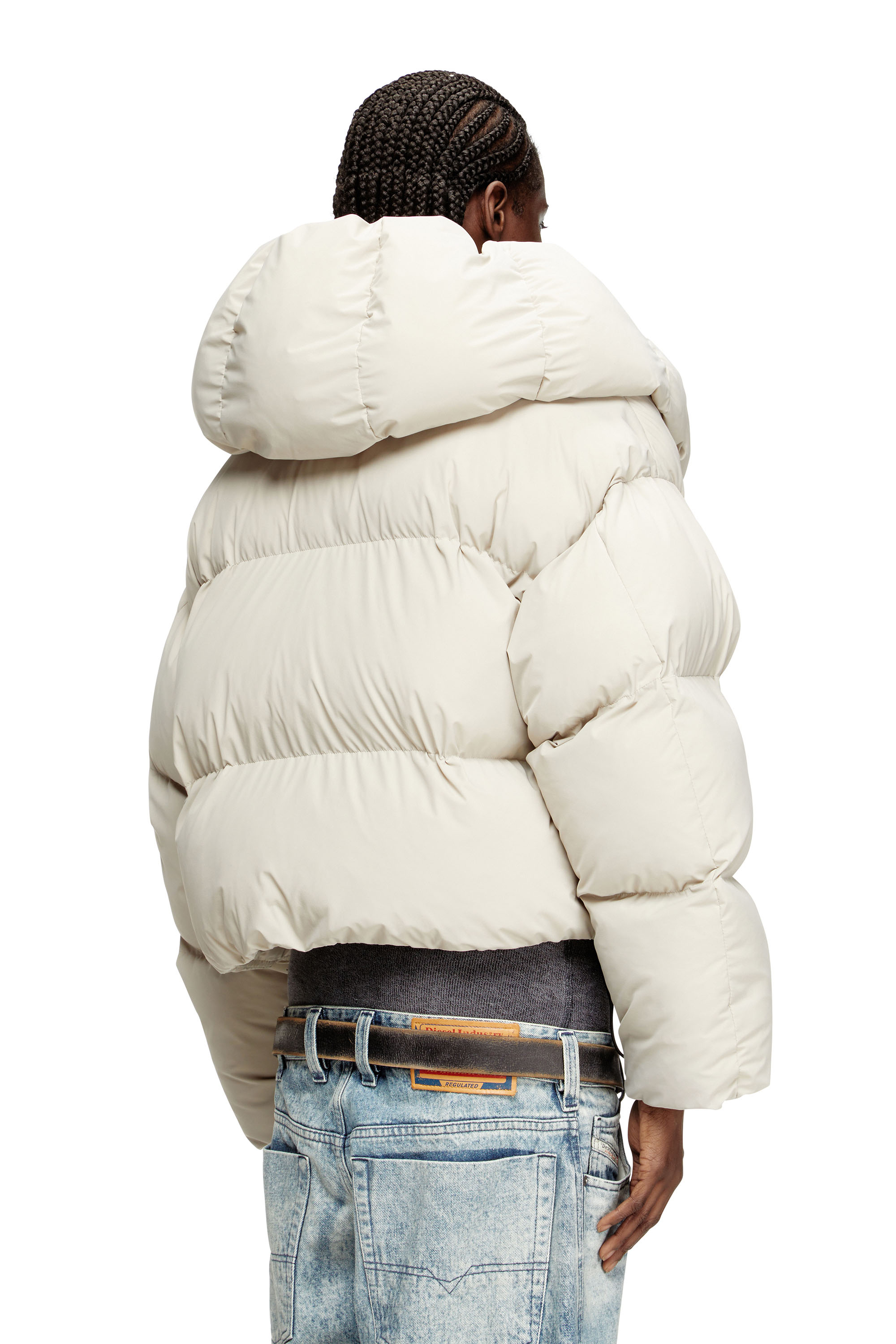 Diesel - W-ILEY-T1, Female's Wrap puffer in bi-stretch nylon in ベージュ - 5