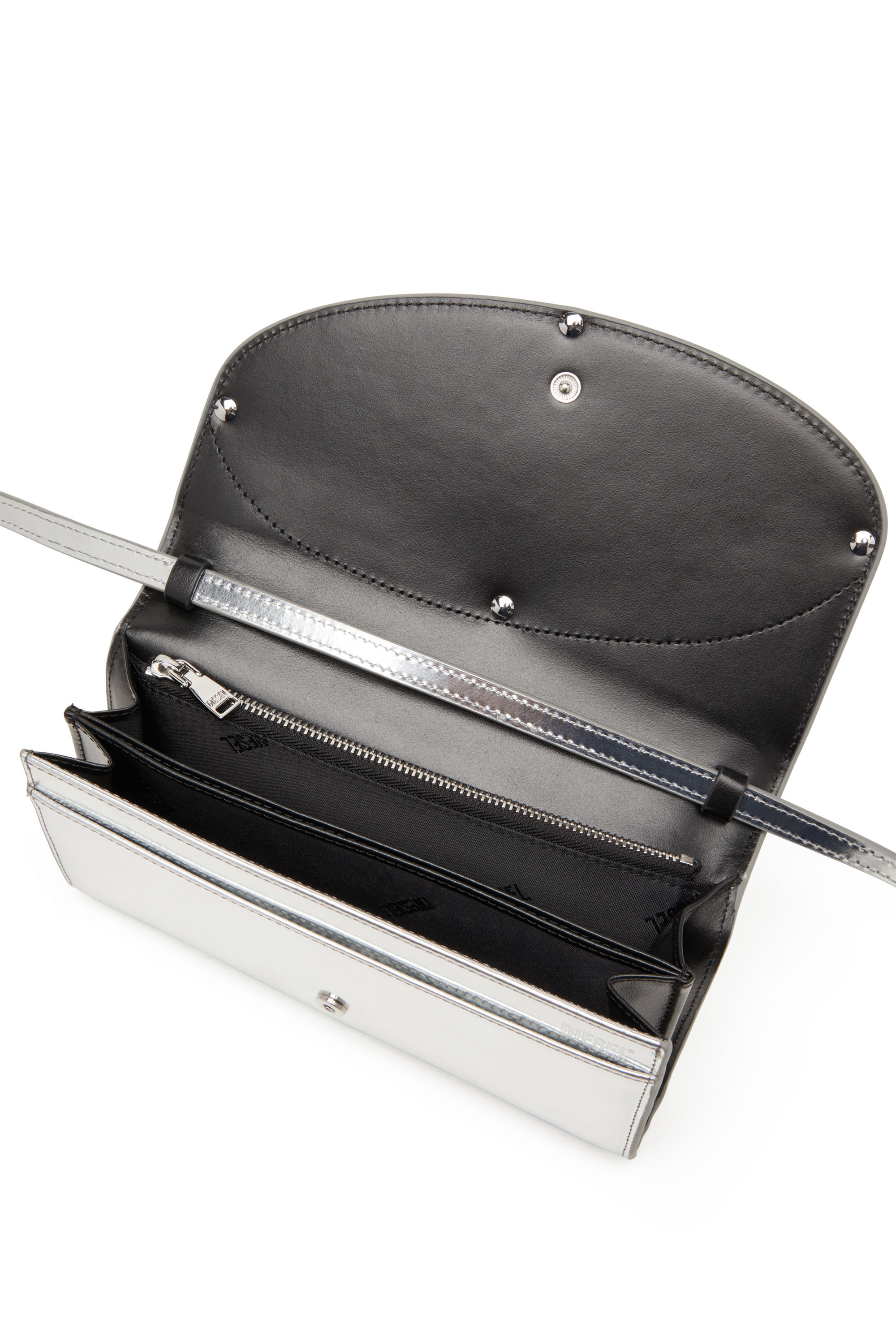 Diesel - 1DR WALLET STRAP, Female's Wallet bag in mirrored leather in シルバー - 4