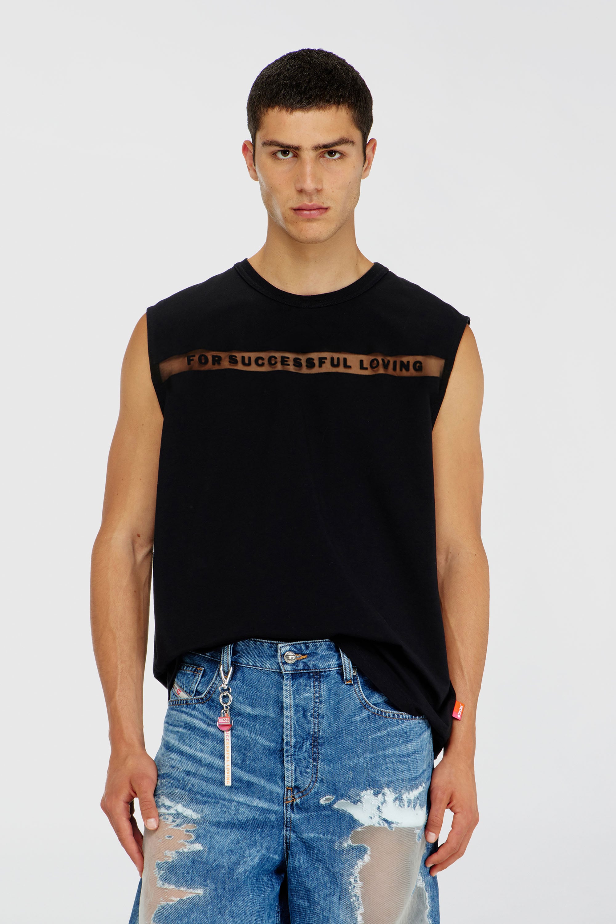 Diesel - PR-T-NORM-BISC-MATI-R, Unisex's Tank top with For Successful Loving logo in ブラック - 3