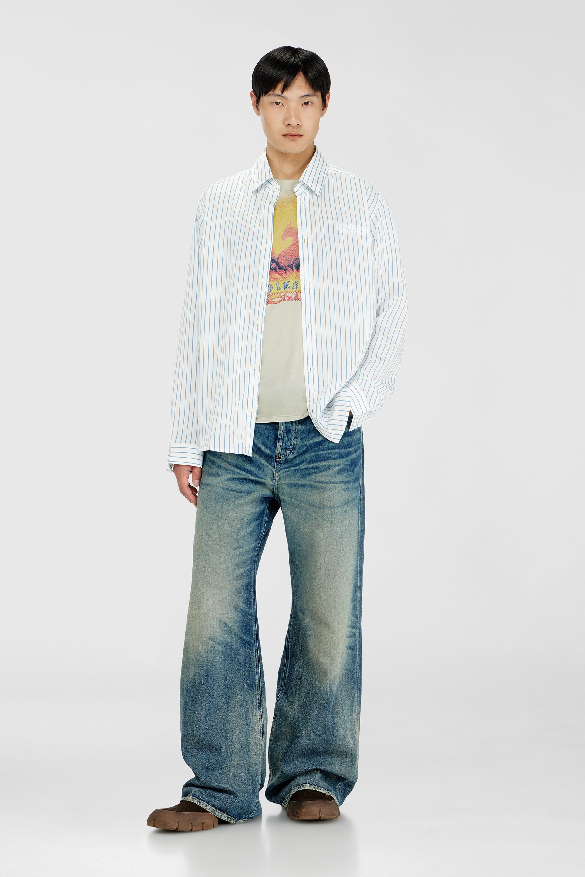 Diesel - S-SIMPLY-AGCL, Male's シャツ in ホワイト/ブルー - 2