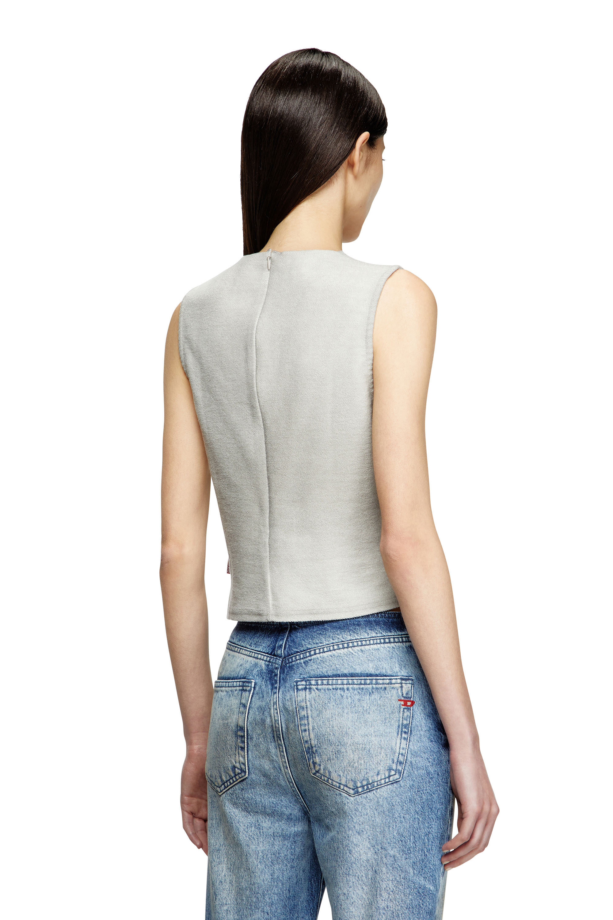 Diesel - T-YASMINA, Female's Tank top with distressed front in ライトグレー - 4