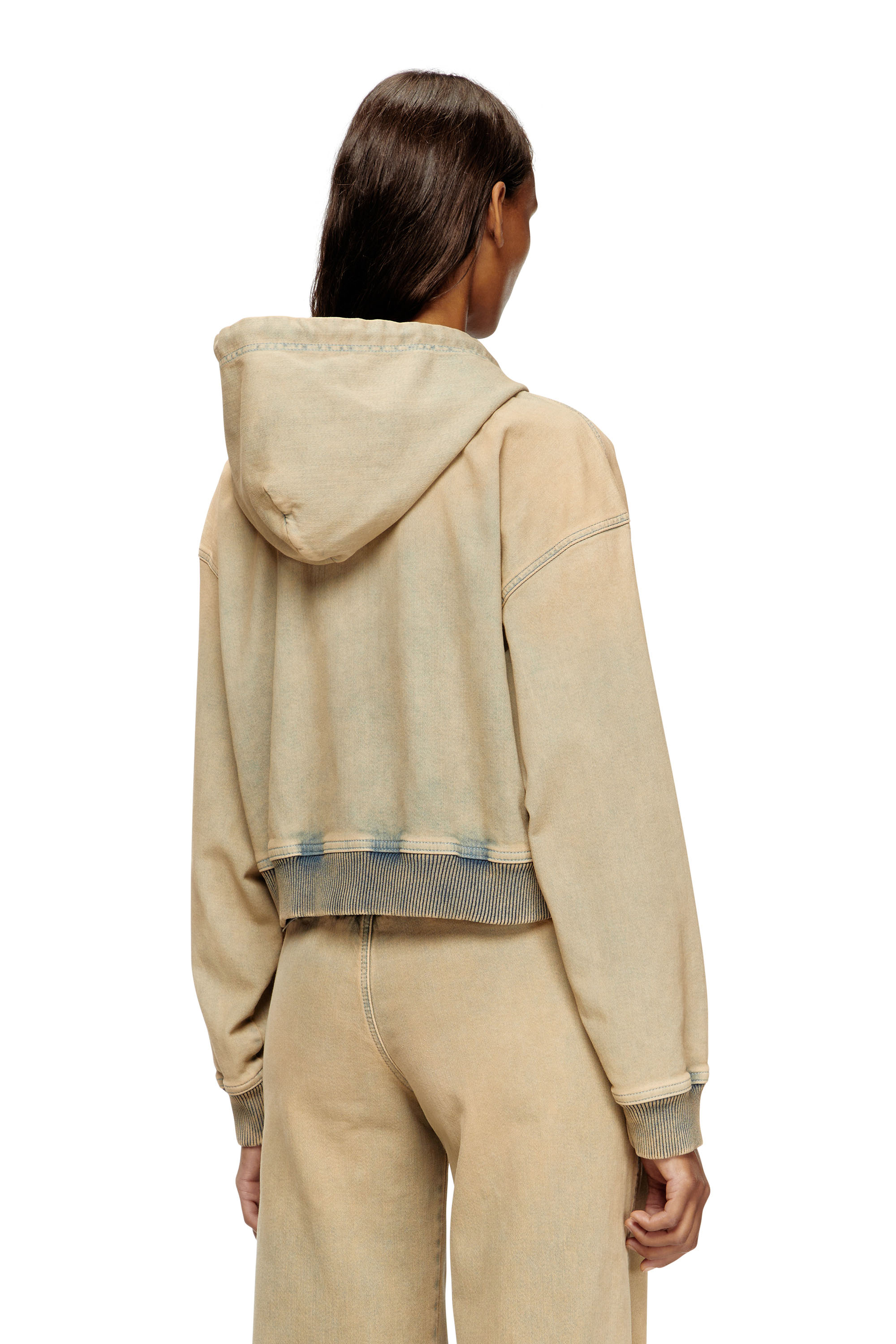 Diesel - DE-GIRI-CROP JOGG, Female's Zipped hoodie in coloured JoggJeans in ベージュ/ブルー - 4