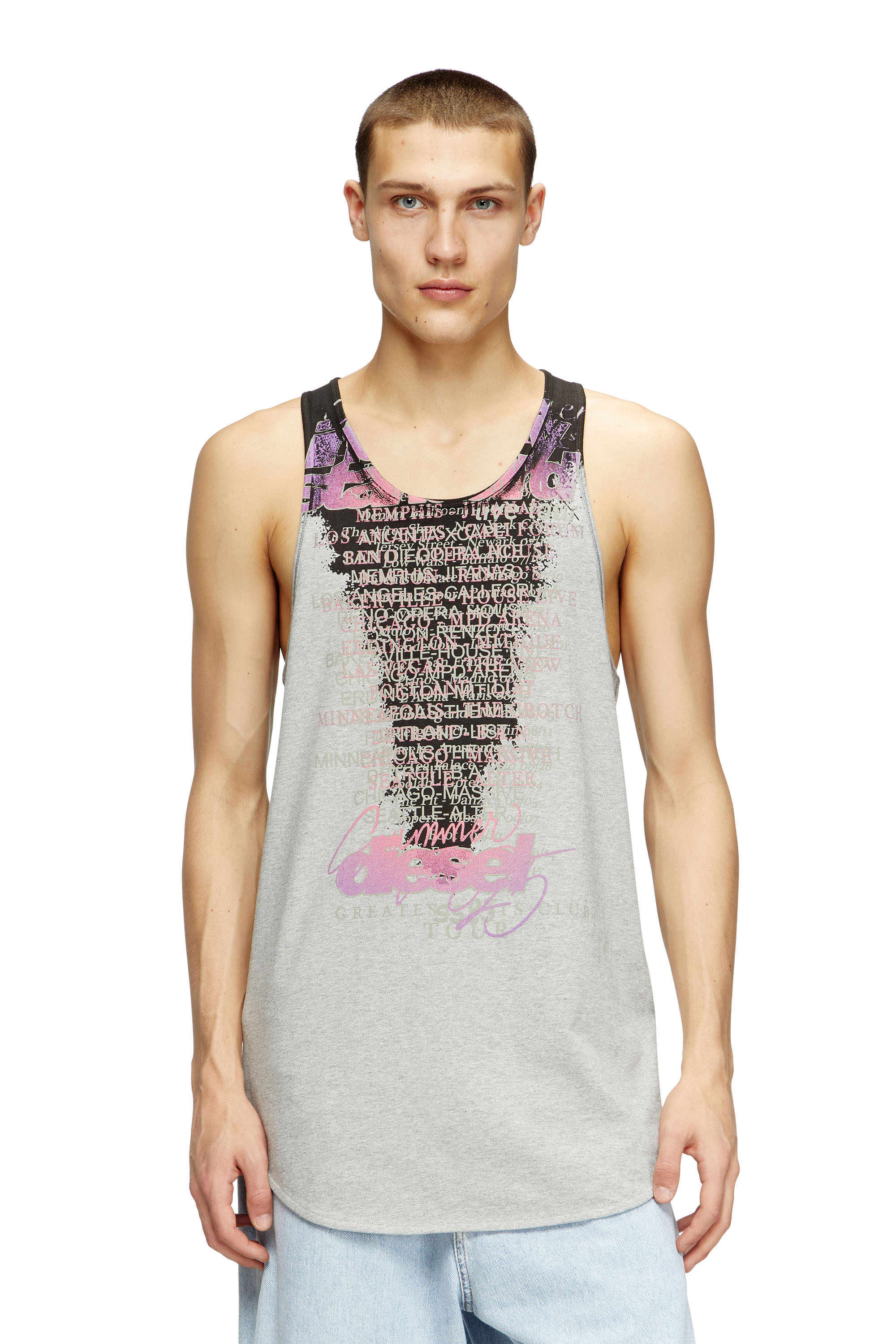 Diesel - T-SHAN, Unisex's Tank top with lyrics print in グレー - 3