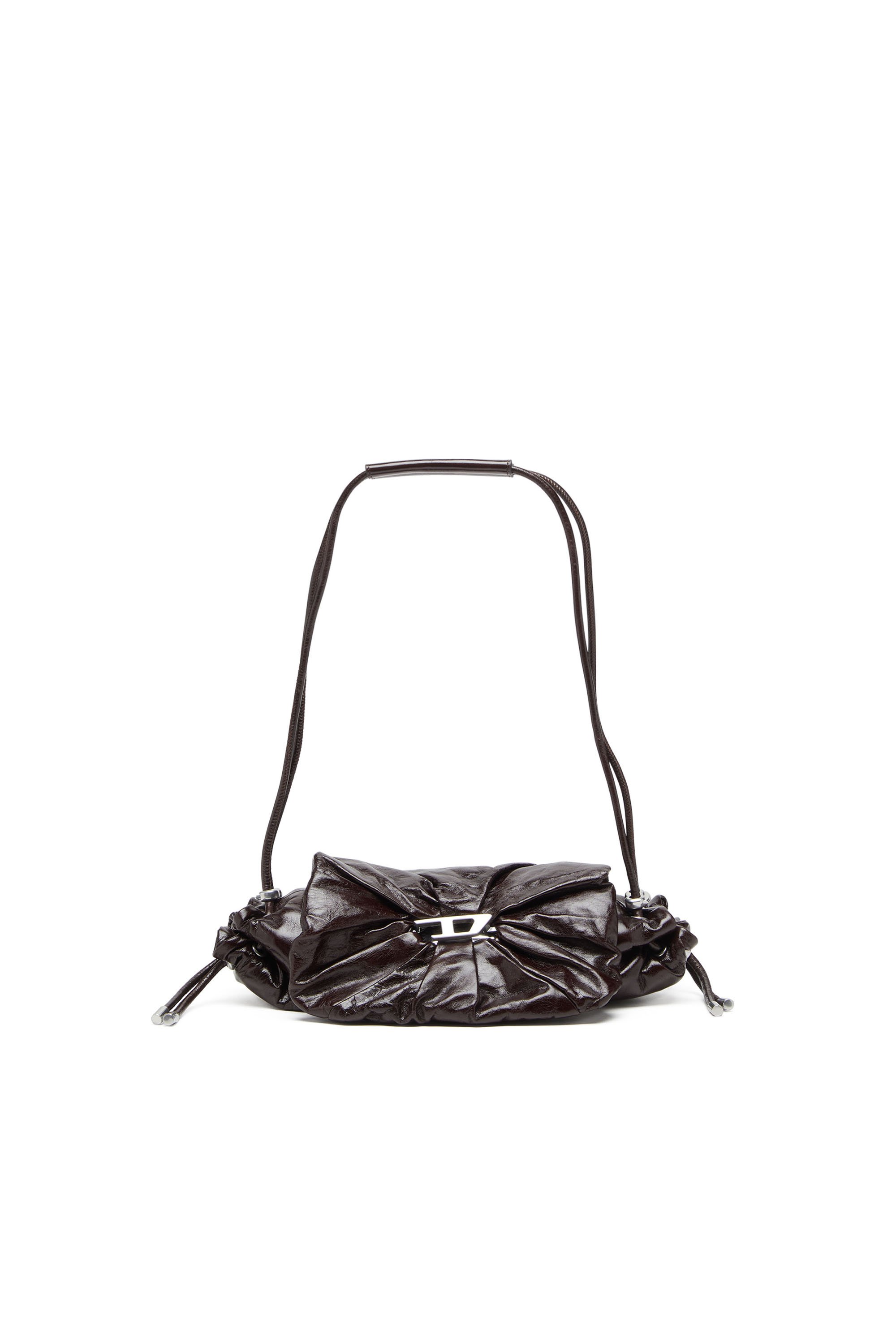 Diesel - SCRUNCH-D SHOULDER S, Female's Scrunch-D S-Shoulder bag in scrunched leather in ダークブラウン - 1