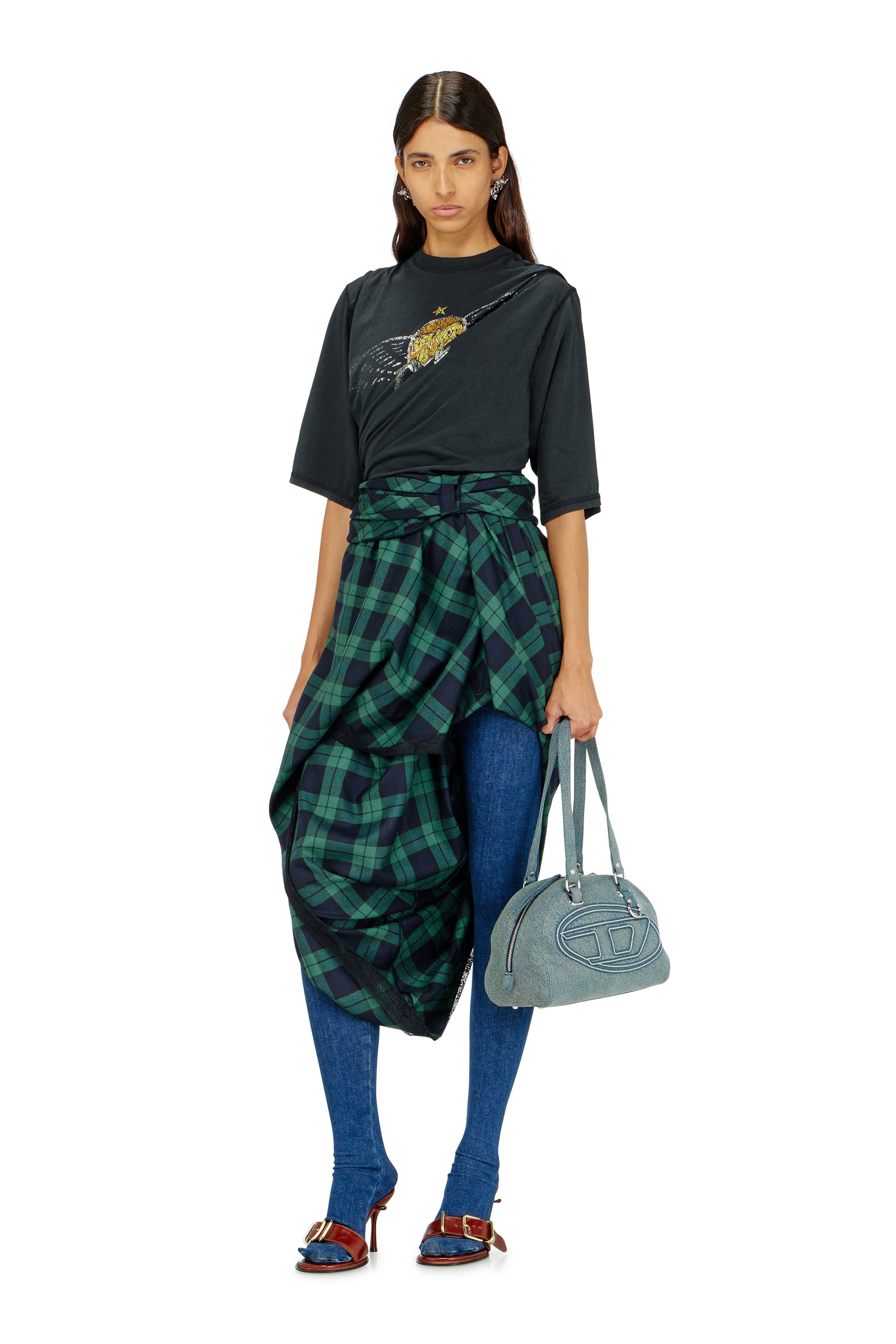 Diesel - T-MILLA-JER, Female's T-shirt bodysuit with concert graphics in ブラック - 1