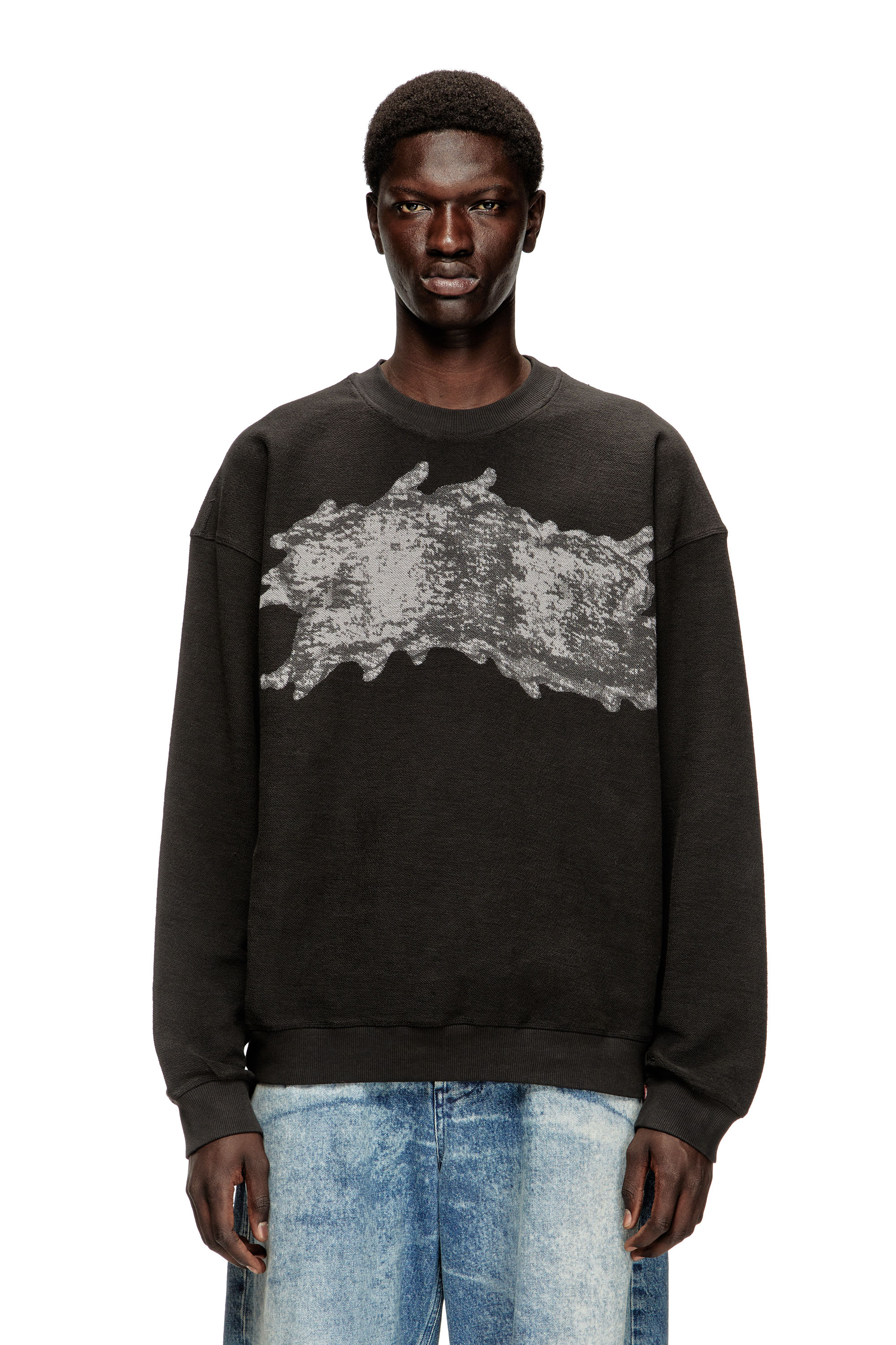 Diesel - S-VALENTIN-JMBV, Male's Sweatshirt with graffiti print in ダークグレー - 1