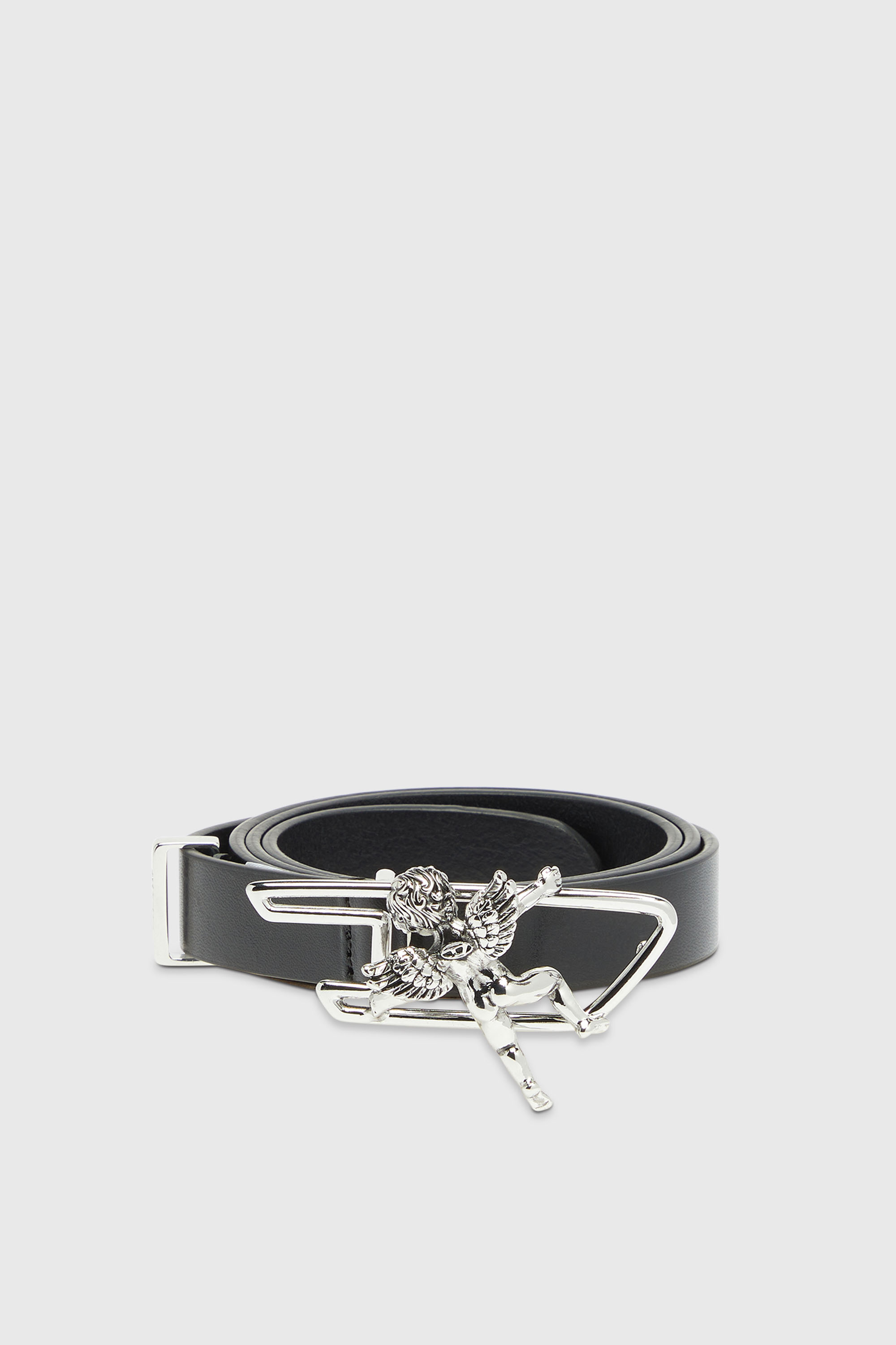 Diesel - B-D LINE W ANGEL 20, Female's 2cm leather belt with cherub D outline buckle in ブラック - 1