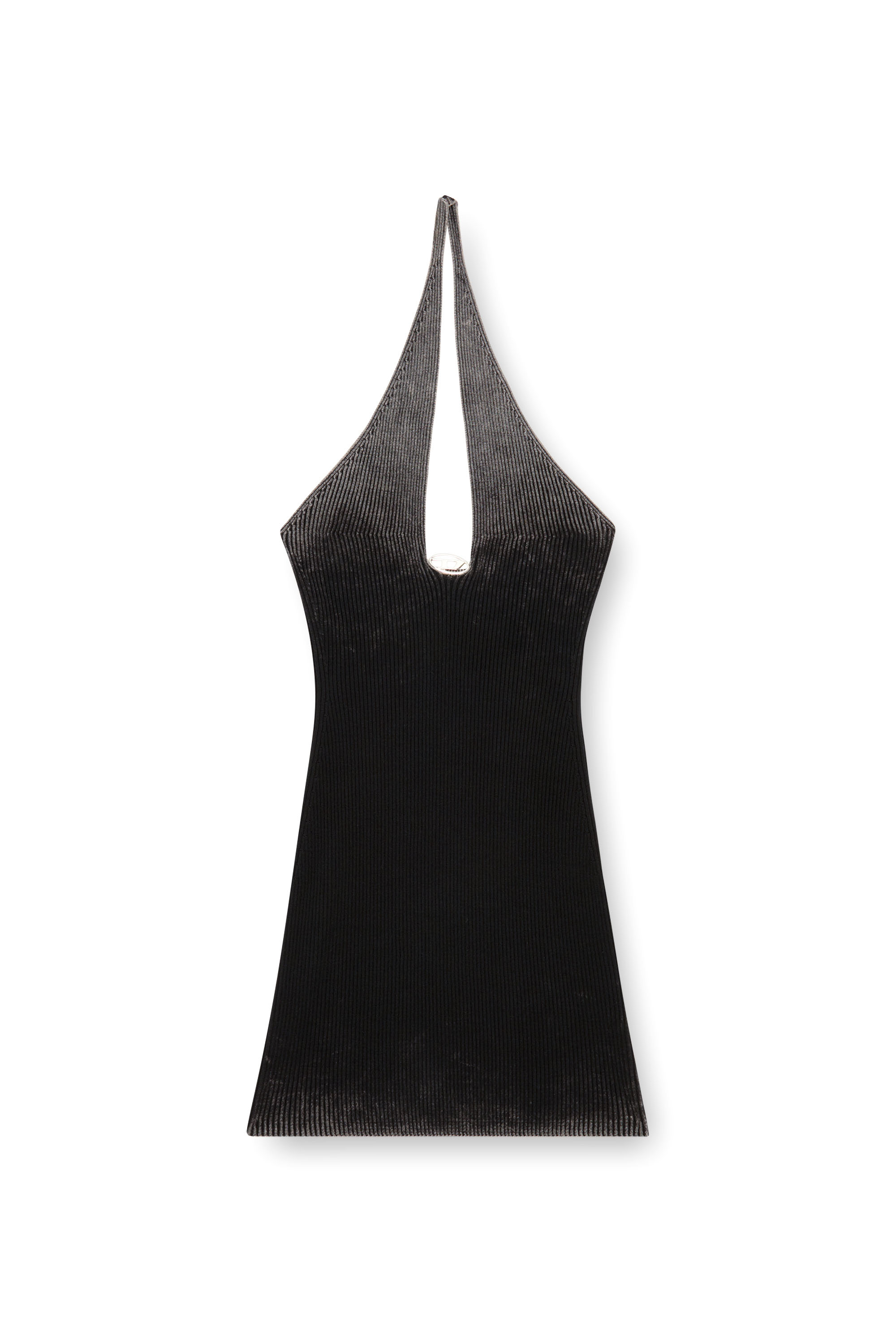 Diesel - M-LARISA, Female's Short halter dress in faded ribbed knit in ブラック - 5