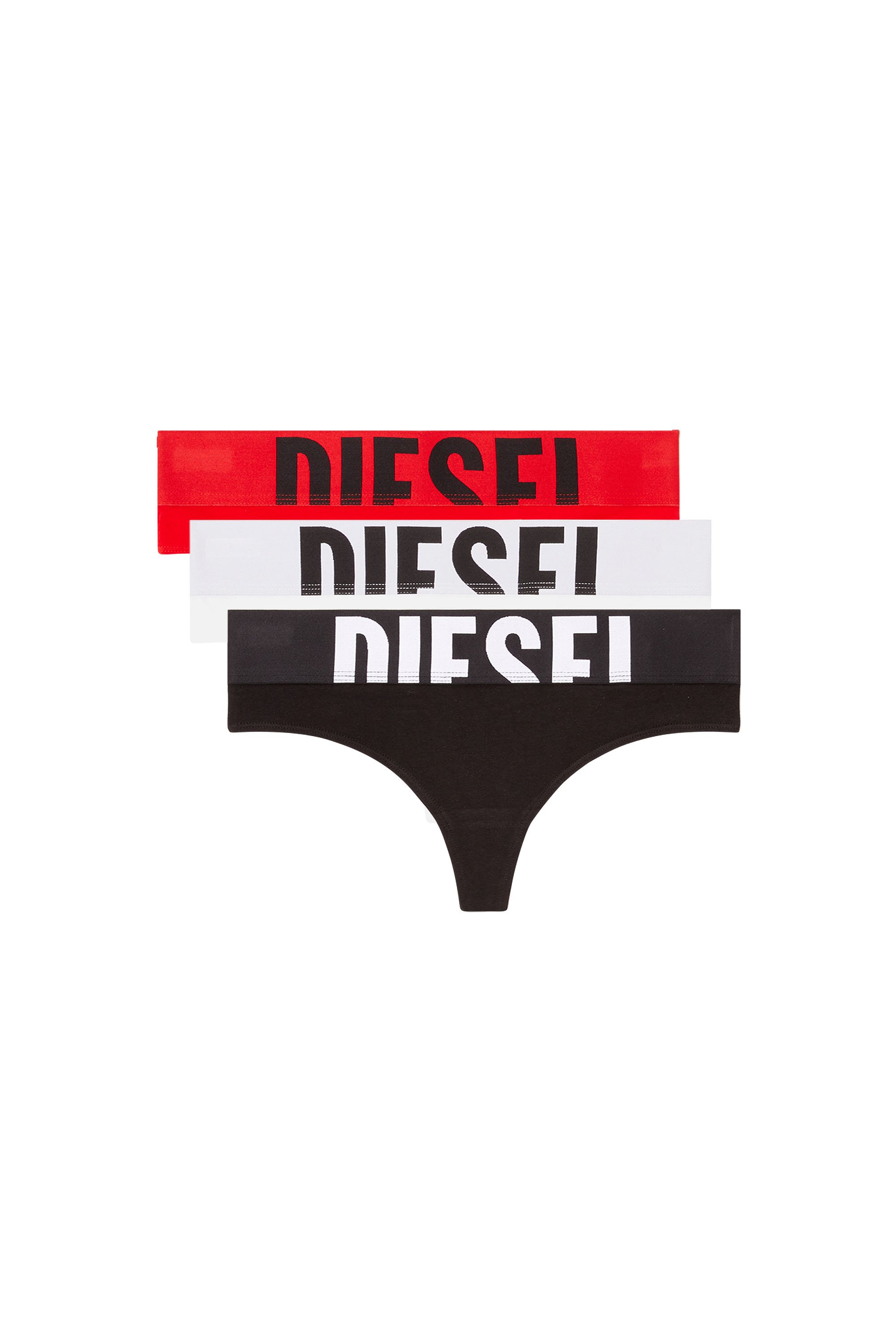 Diesel - UFST-STARS-THREEPACK, Female's Three-pack thongs with cut-off logo in レッド/ブラック - 1