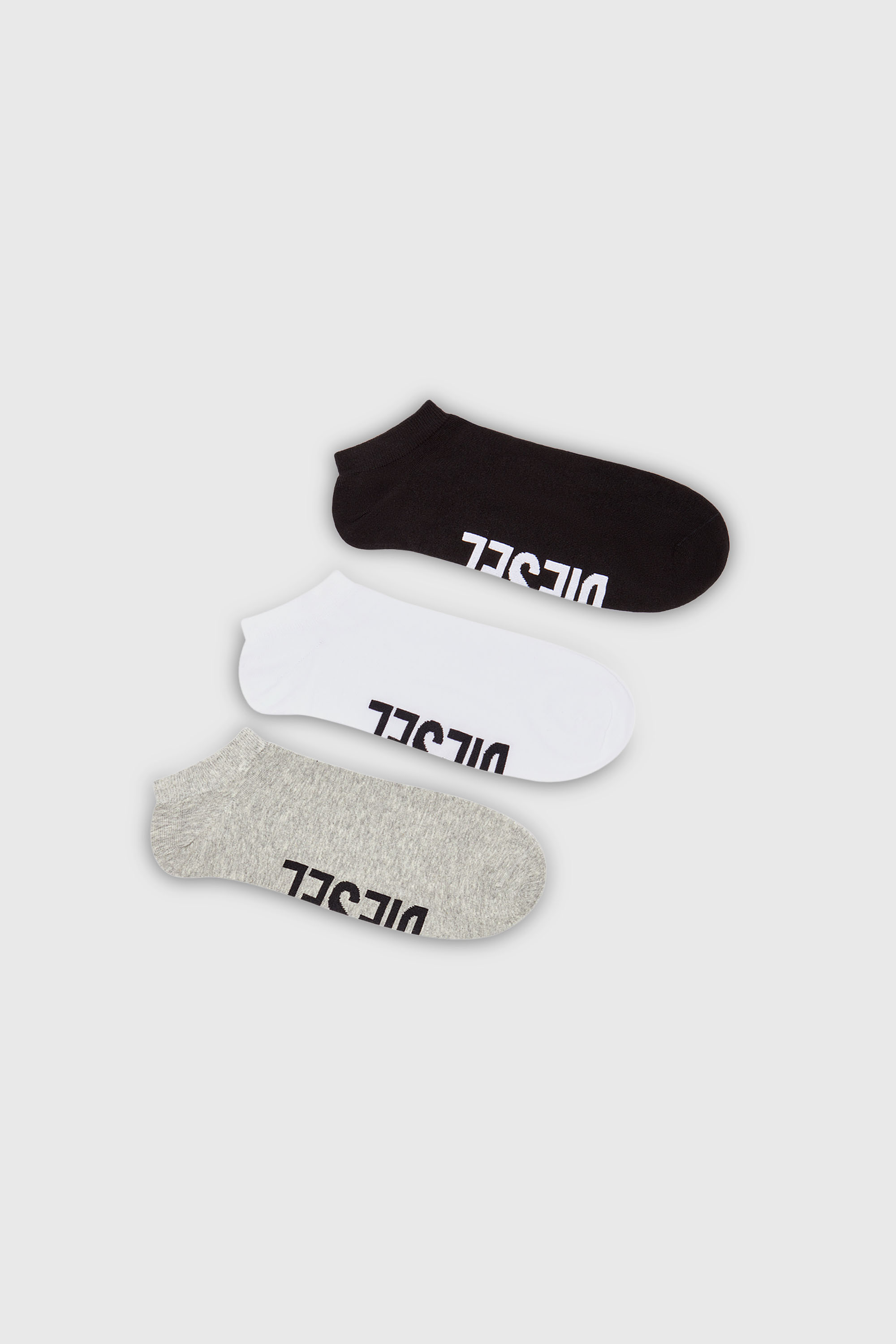 Diesel - SKM-GOST-THREEPACK, Male's ソックス 3枚パック in ブラック/グレー - 1