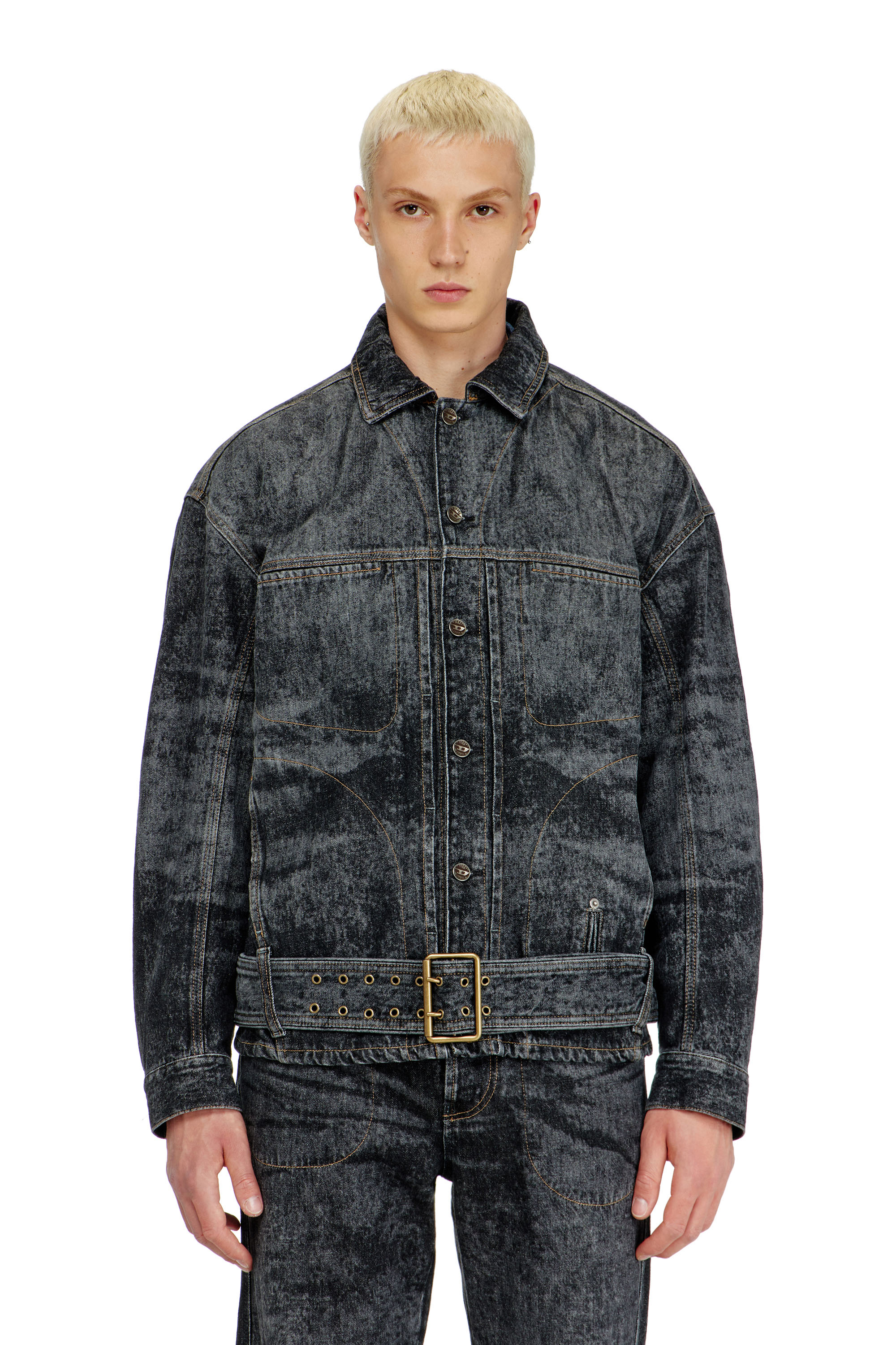 Diesel - D-VALERO-S, Male's デニムジャケット in ダークグレー - 3