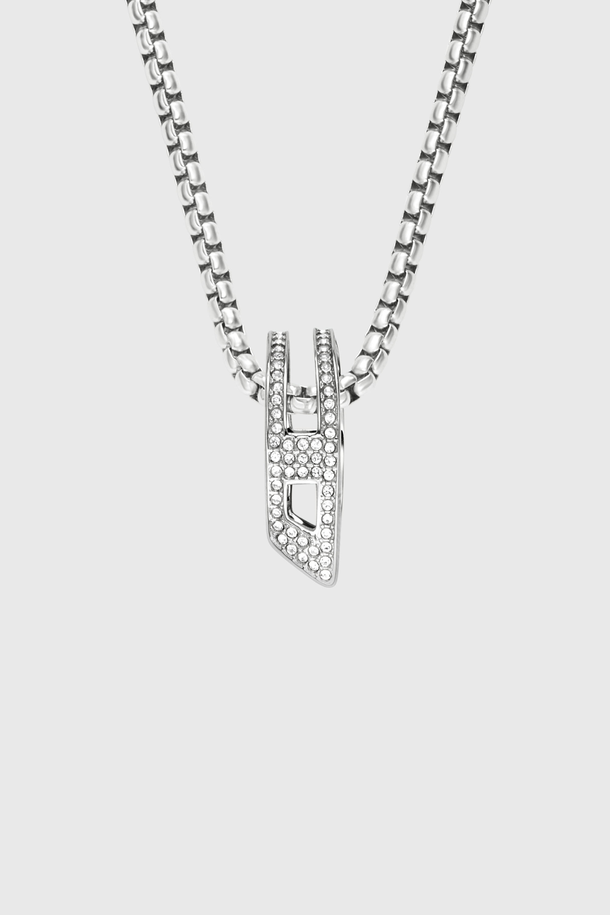Diesel - DX1741040, Unisex's Stainless steel pave pendant necklace in シルバー - 2