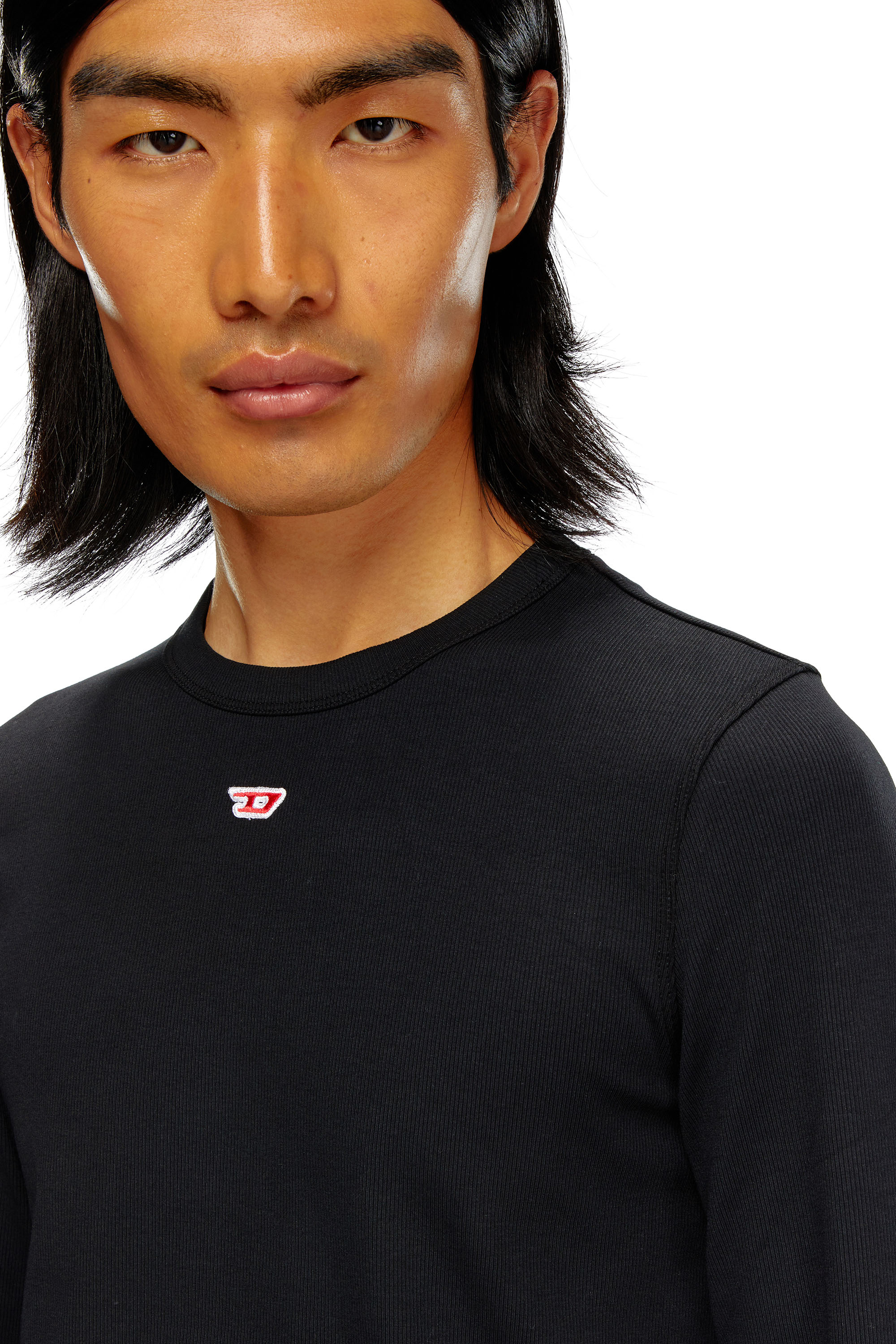 Diesel - D-RIBBER-LS-N, Male's 長そでレギュラーフィットアイコニックロゴ in ブラック - 5