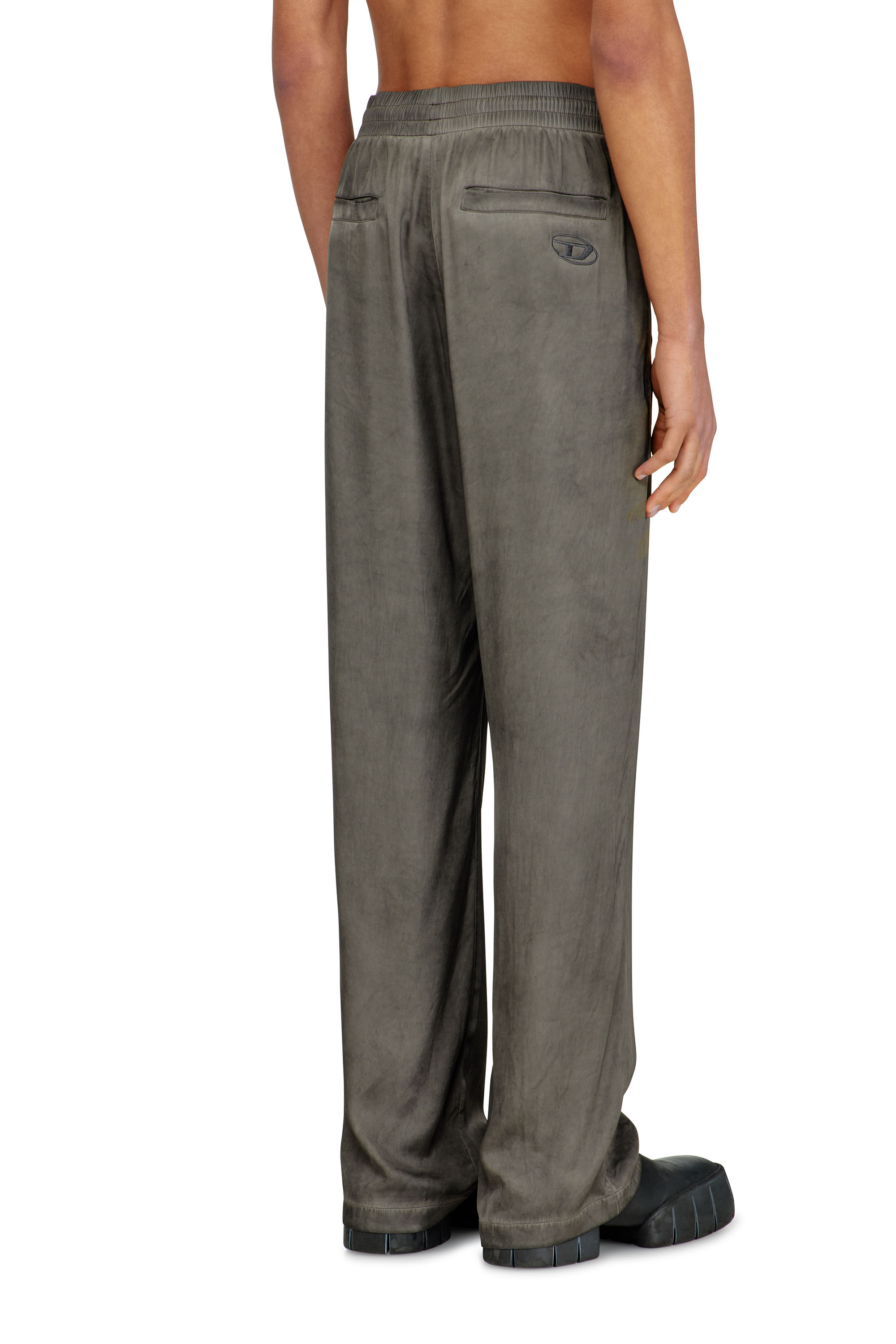 Diesel - P-THECK-ALBG, Male's Track pants in treated fluid viscose in ダークグレー - 4