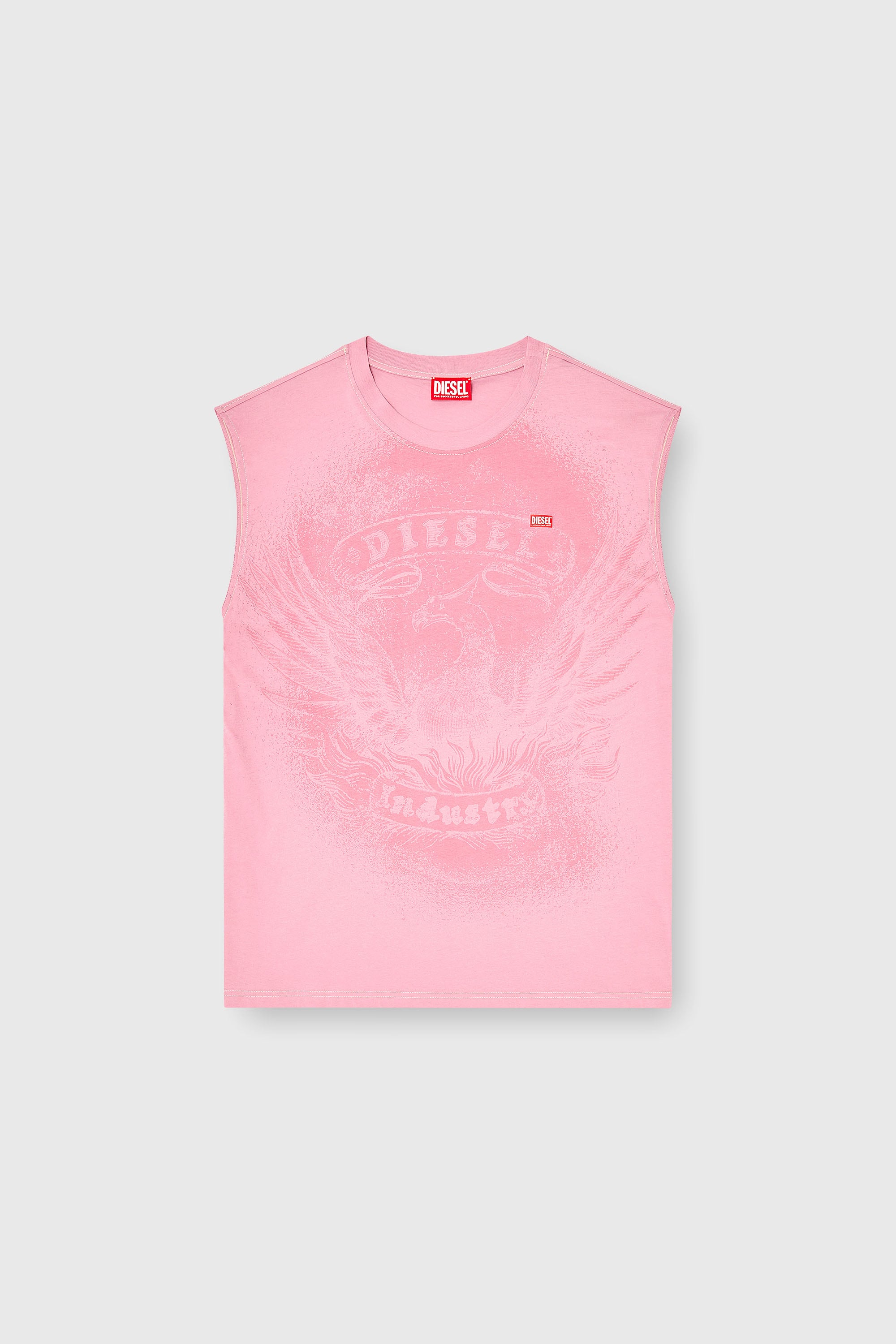 Diesel - T-BOXT-SL-NOTCH, Male's スリーブレストップ in ピンク / ホワイト - 2