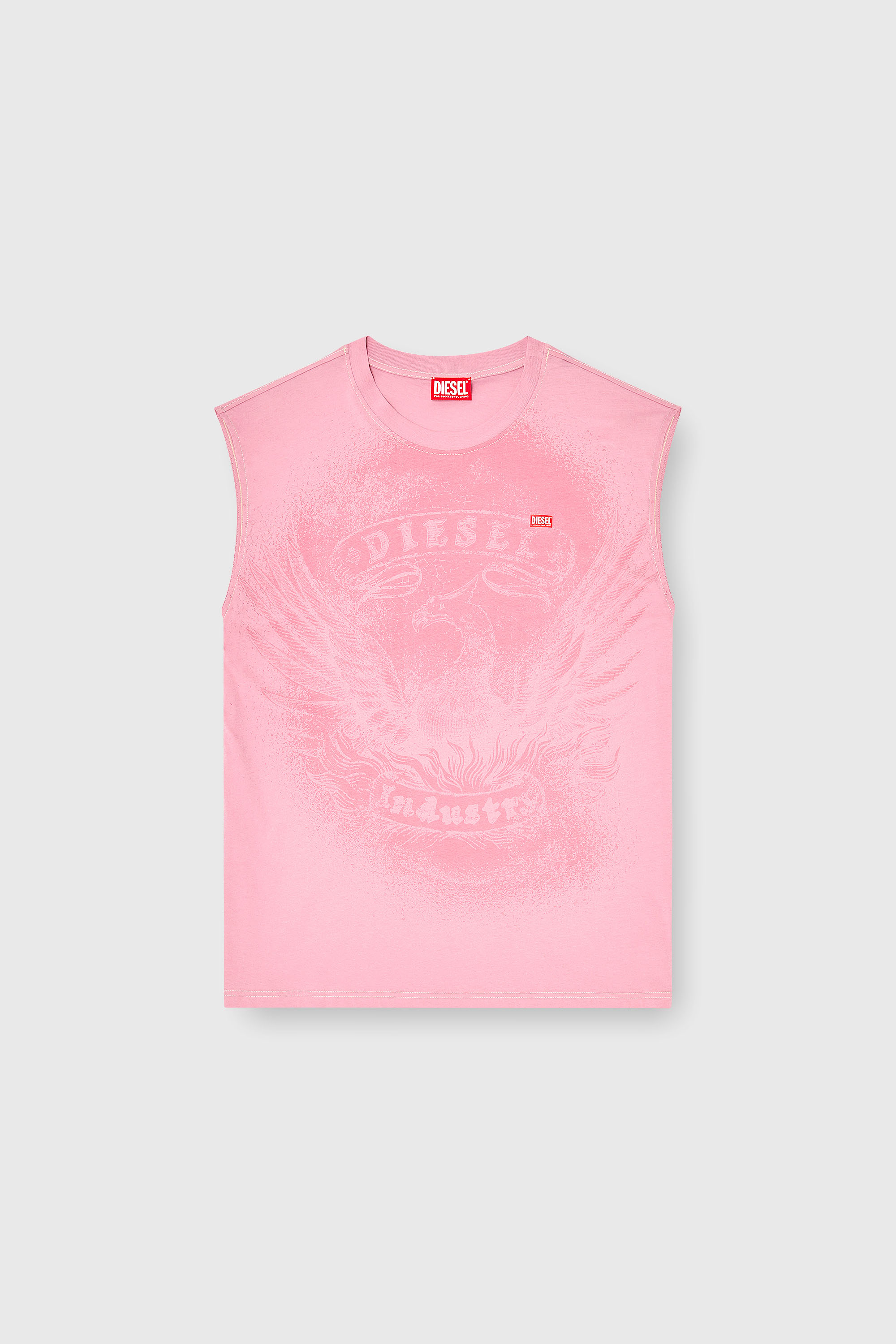 Diesel - T-BOXT-SL-NOTCH, Male's スリーブレストップ in ピンク / ホワイト - 2