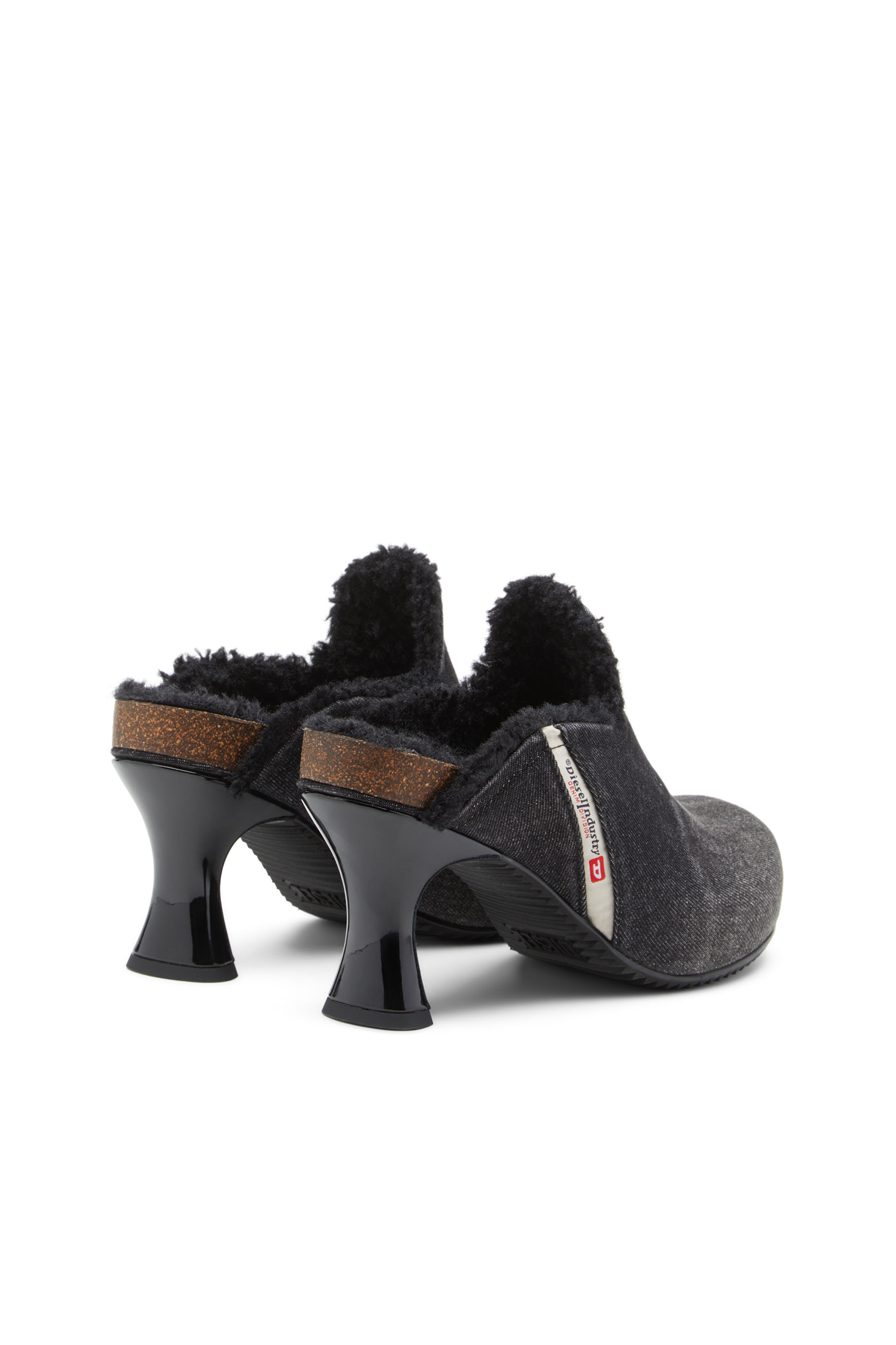 Diesel - D-WOODSTOCK ML W, Female's D-Woodstock-Plush-lined denim mules in ブラック - 3