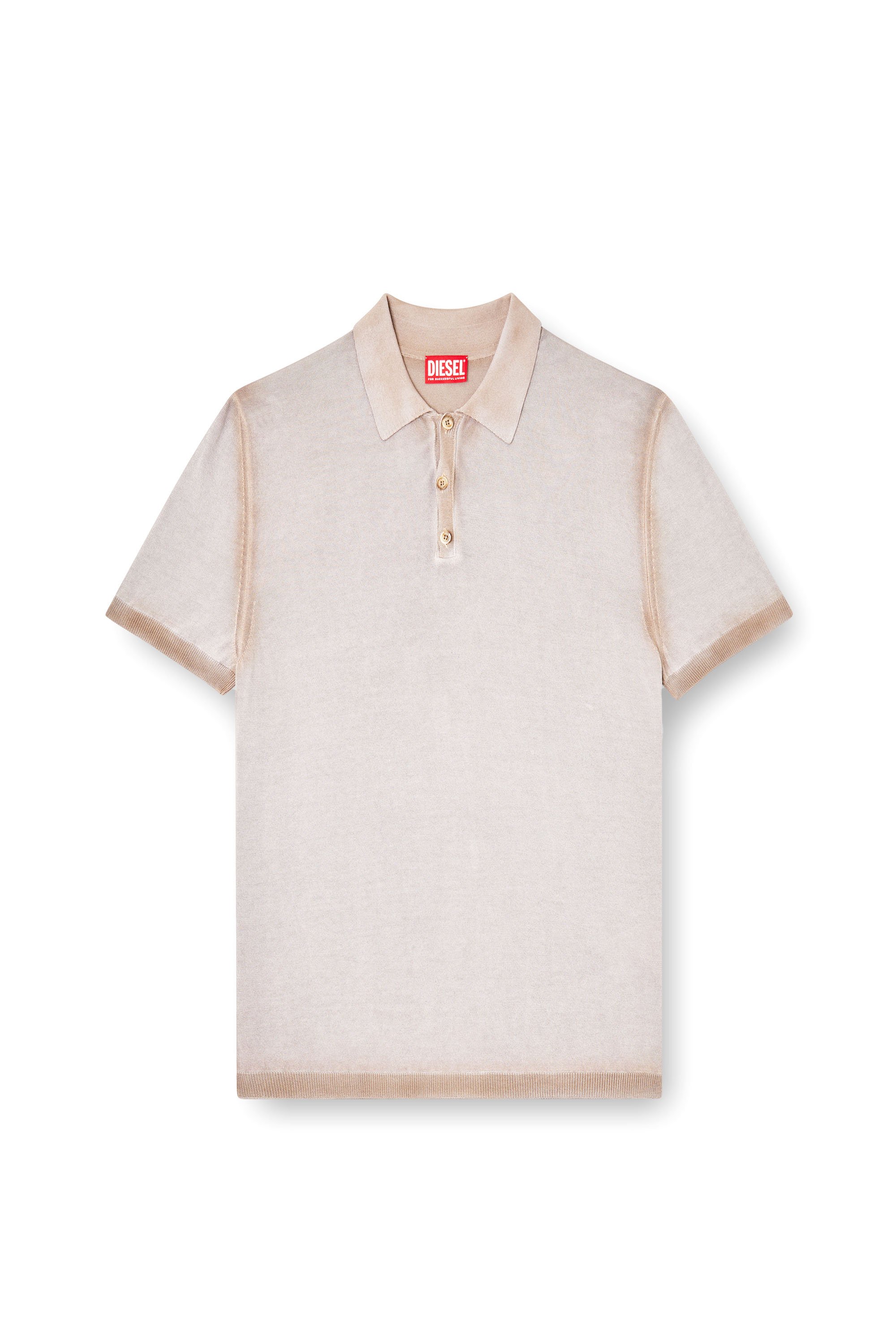 Diesel - K-VIRTO, Male's Dégradé knitted polo shirt in ベージュ - 3