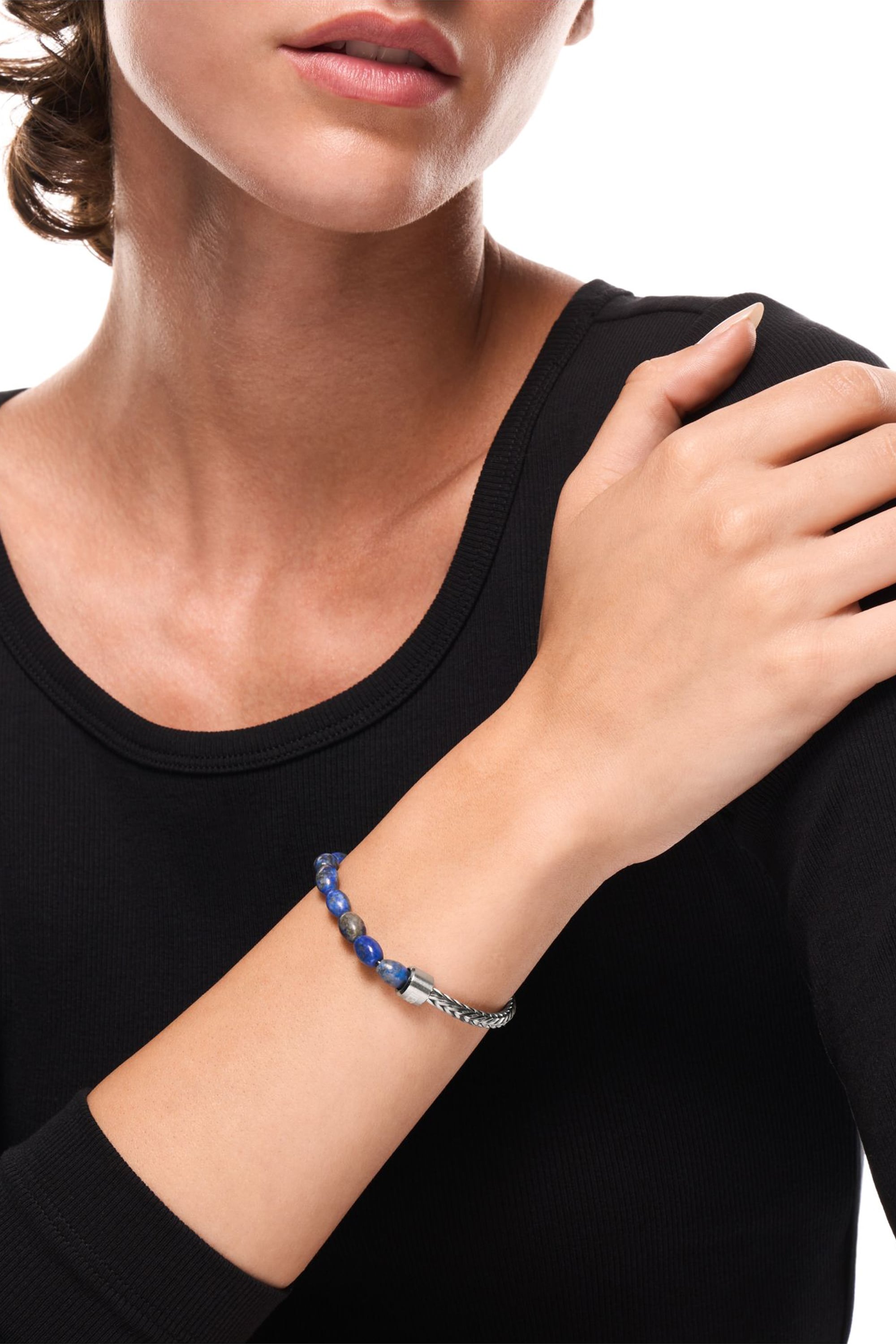Diesel - DX1713040, Unisex's Lapis Beaded Bracelet in シルバー/ブルー - 4