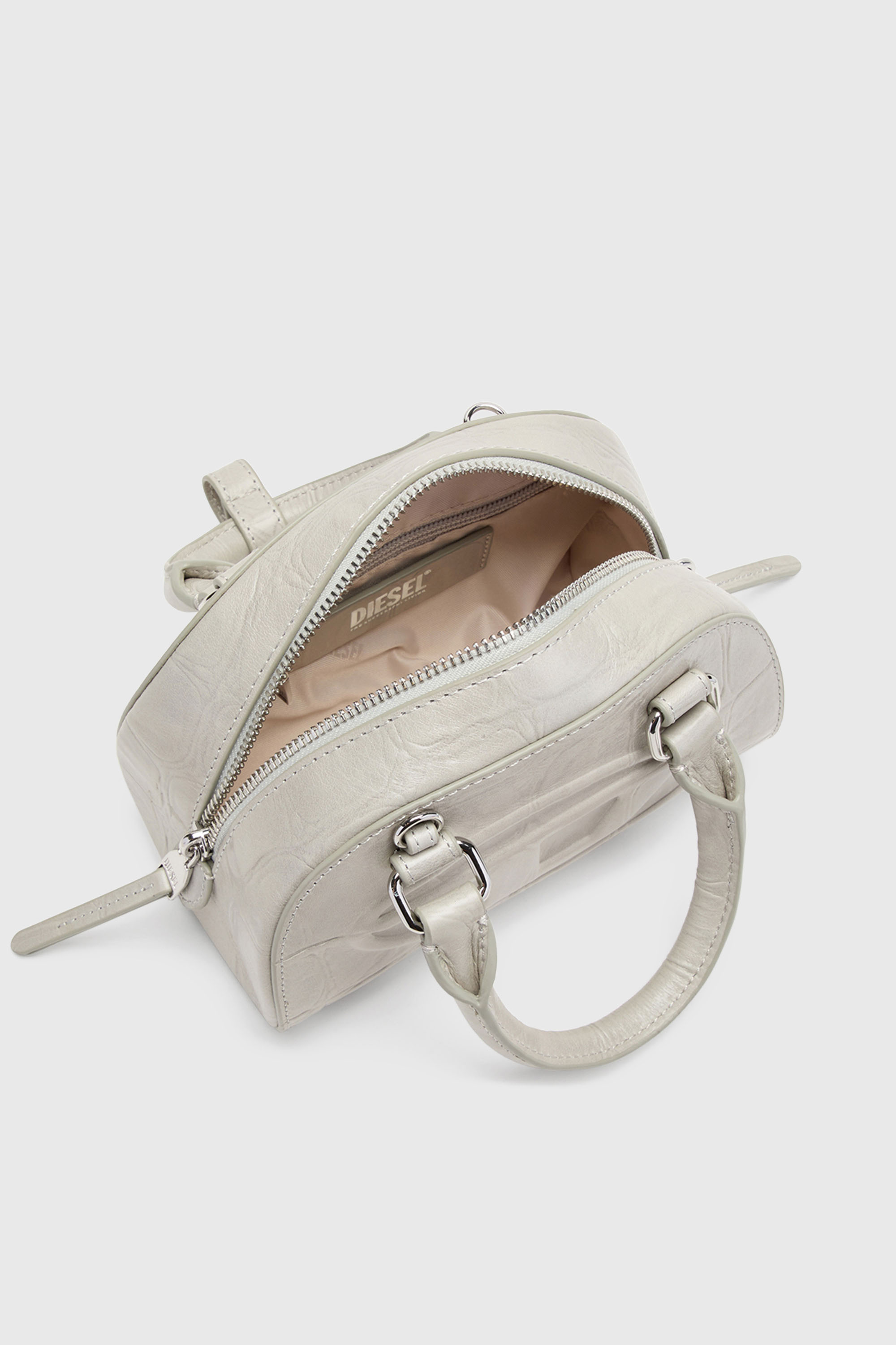 Diesel - 1DR DOME CROSSBODY, Female's 1DR Dome-Small bowling bag in croc-effect leather in グレー - 6