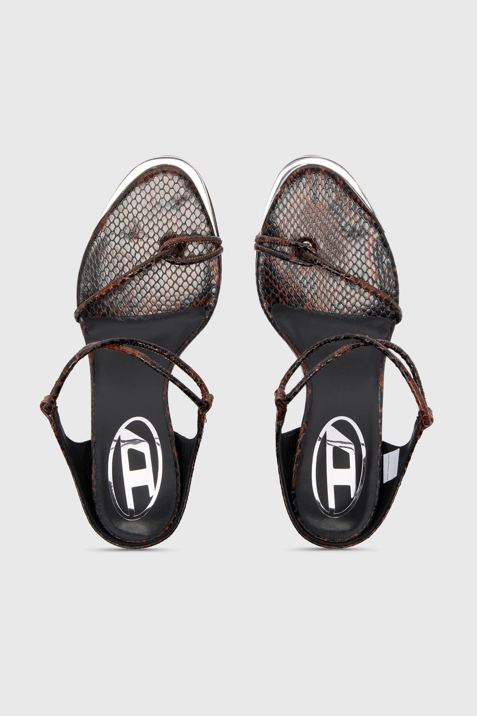 Diesel - D-DIAM'S INFRA LACE 90, Female's D-Diam's-Thin cord Sandals in croc-effect leather in ブラウン - 4