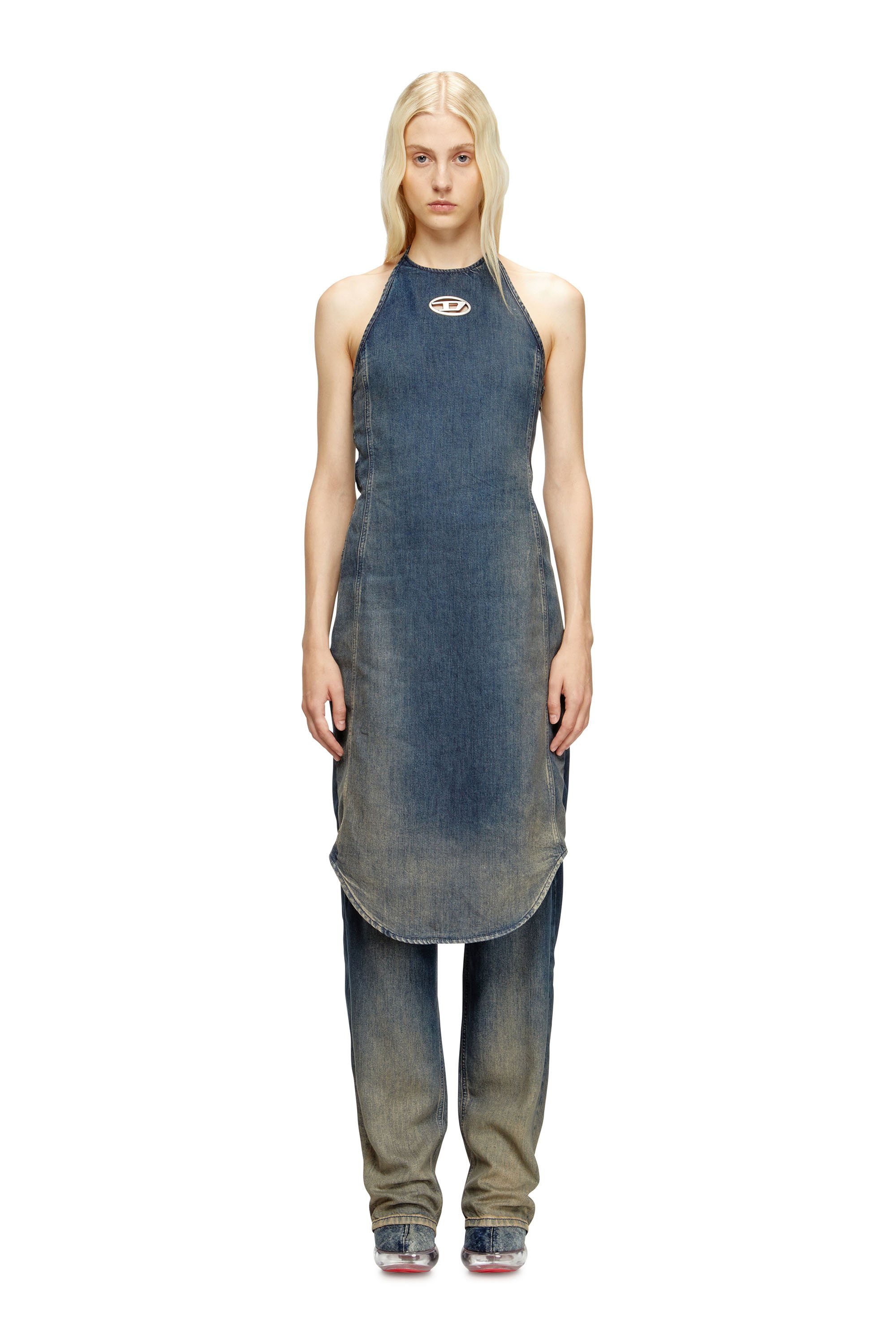 DE-CYNTHIA-S, ダークブルー Diesel - DE-CYNTHIA-S, Female's Halter jumpsuit in gradient fluid denim in ダークブルー - 1