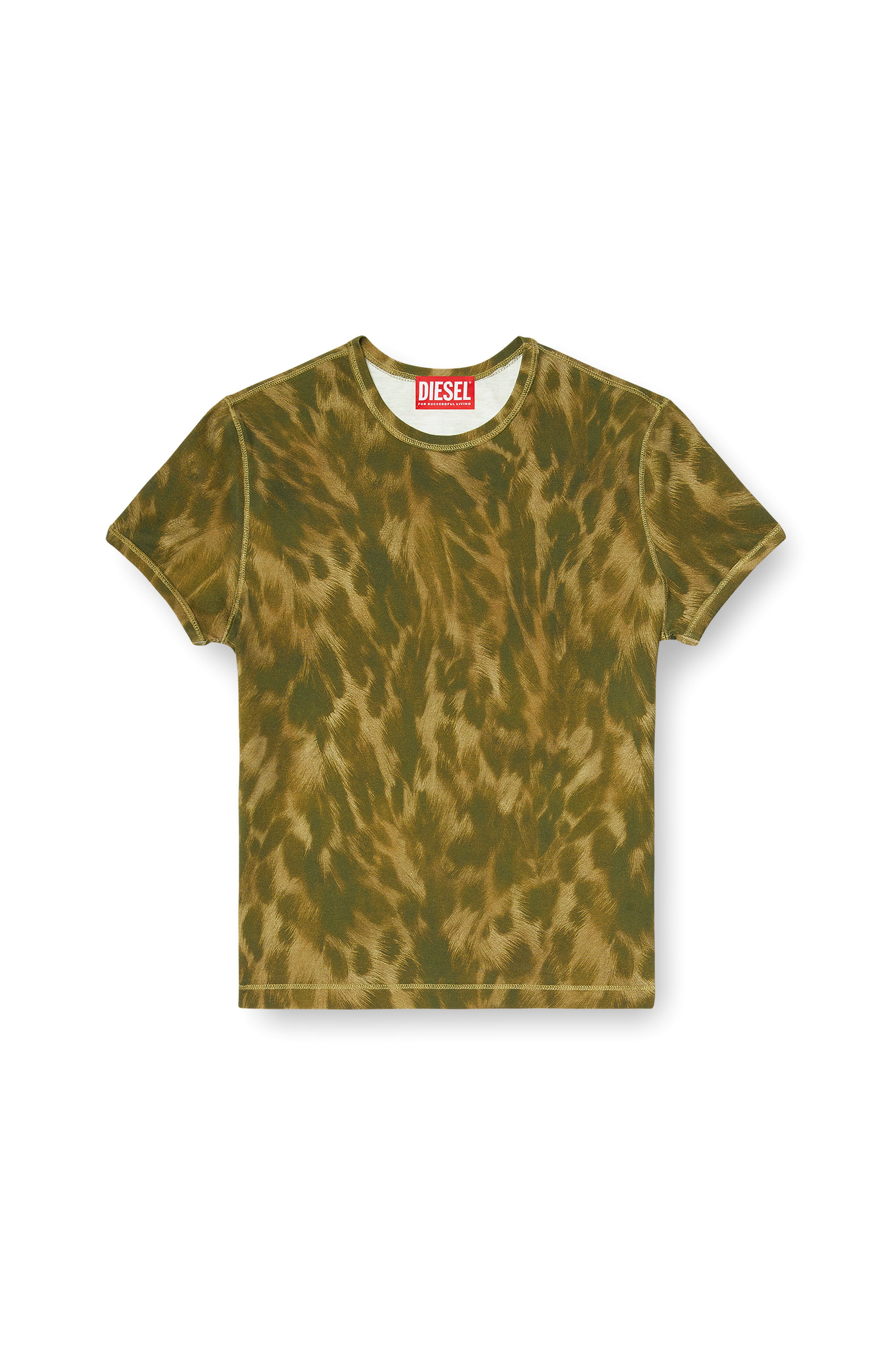 Diesel - T-ANIMA, Female's Animal-print T-shirt in stretch jersey in グリーン - 3