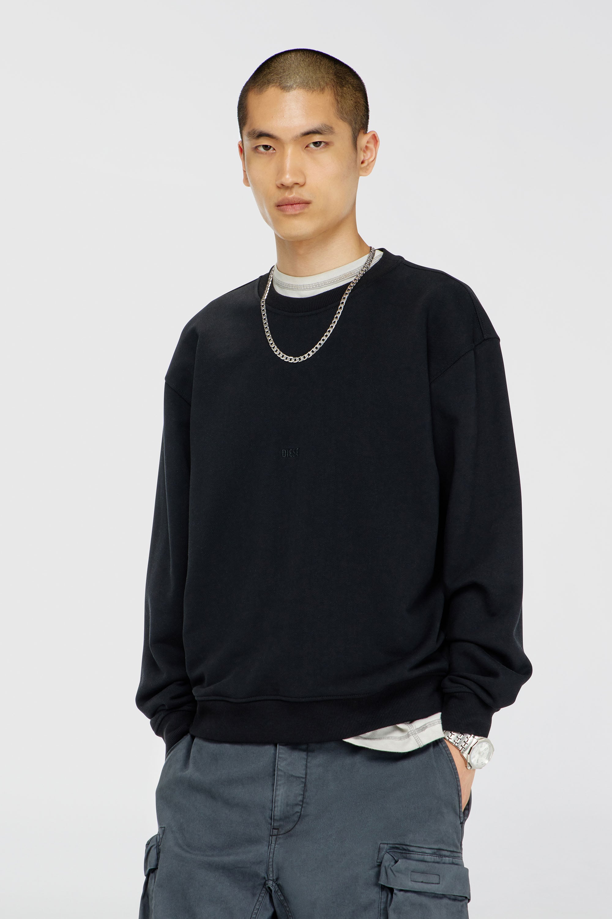Diesel - S-NORM-AA5, Male's プルオーバースウェット in ブラック - 1