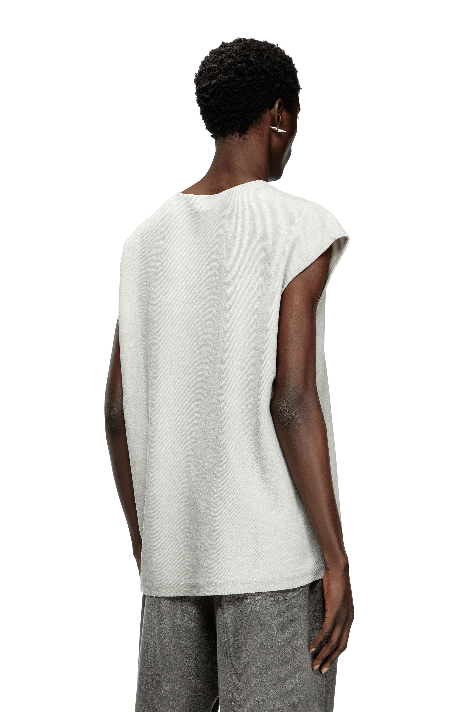 Diesel - S-RUB-SL, Male's Sleeveless sweatshirt with distressed front in ライトグレー - 4