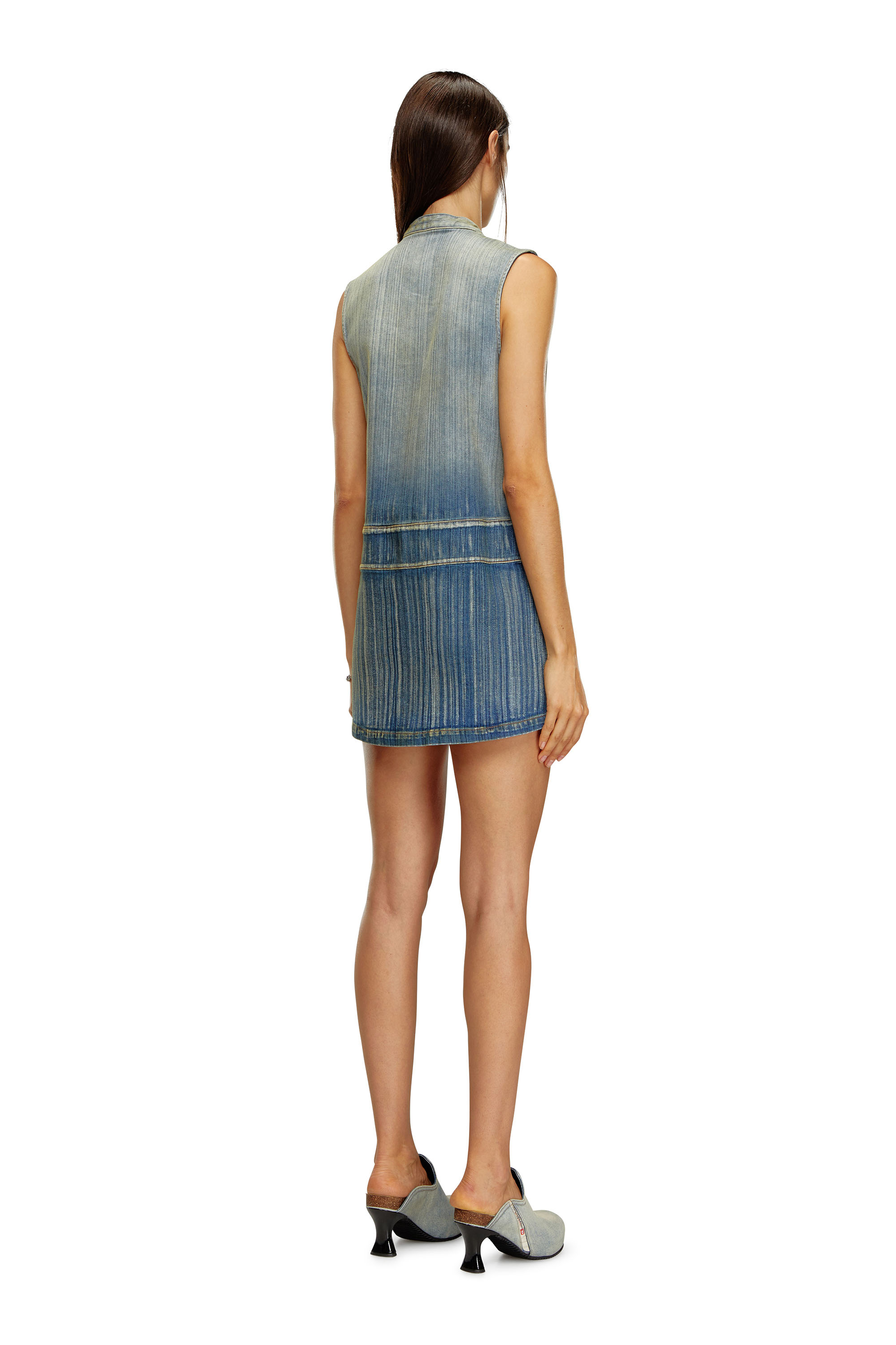 Diesel - DE-DAME-S, Female's Mini dress in streaky heritage denim in ミディアムブルー - 3