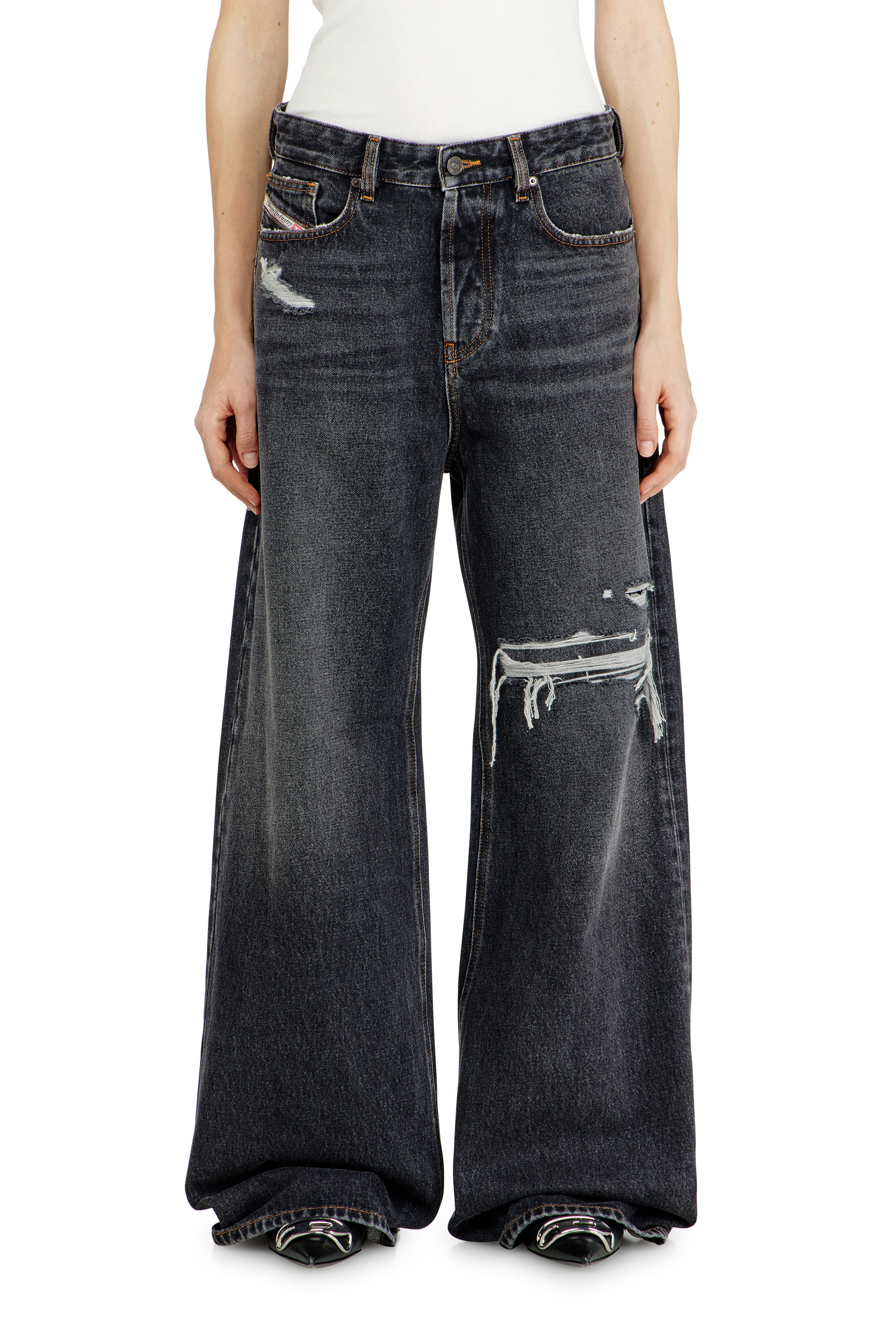 Diesel - Unisex's Relaxed Jeans 1996 D-Sire 007F6, ブラック/ダークグレー - 5