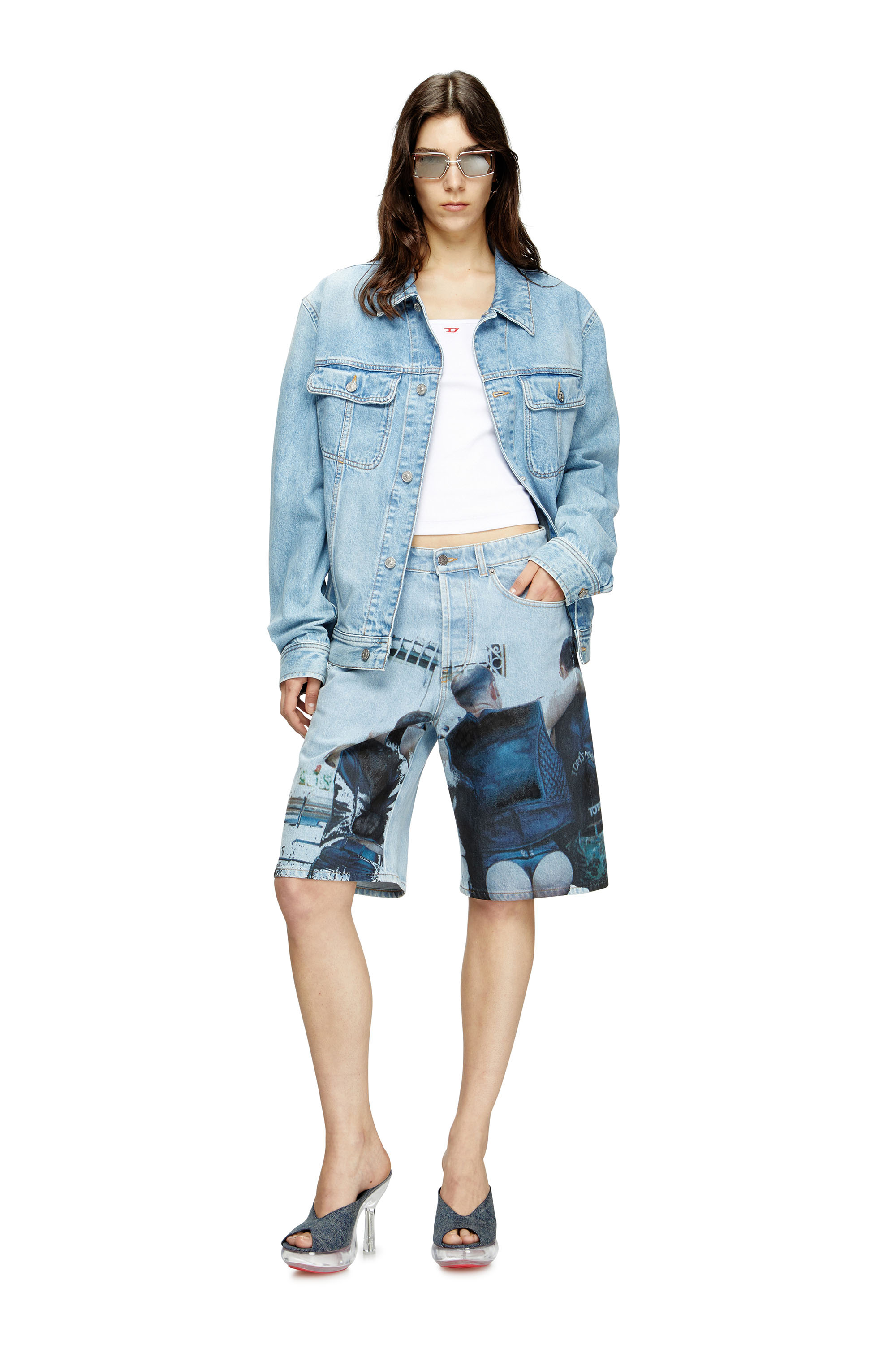 Diesel - PR-D-RIXFORD-S, Unisex's Denim shorts with faded print in ライトブルー - 4