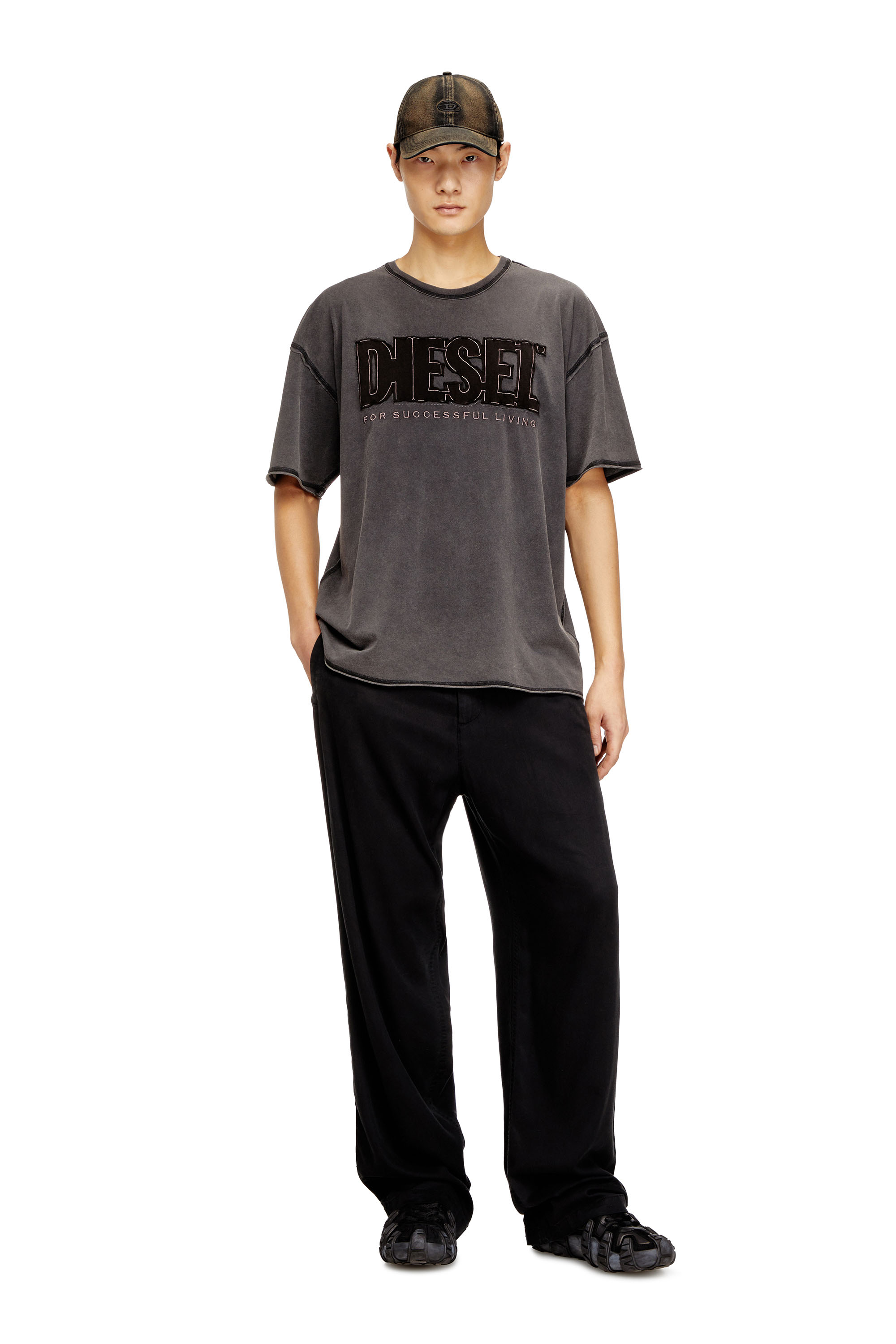 Diesel - T-RAWBOXT, Male's Tシャツ in ダークグレー - 1