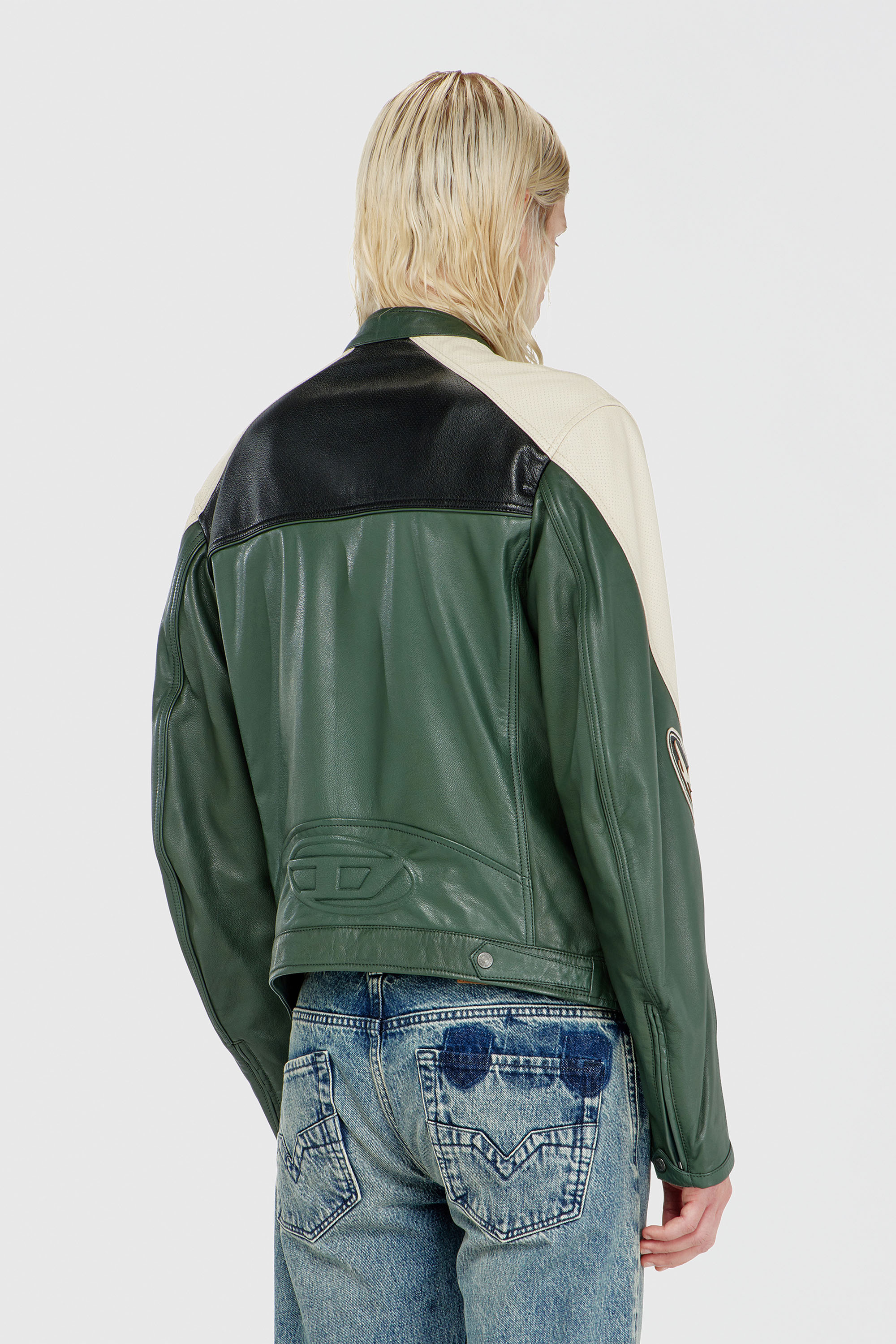 Diesel - L-AHTI, Male's レザージャケット in ベージュ/ブラック - 5
