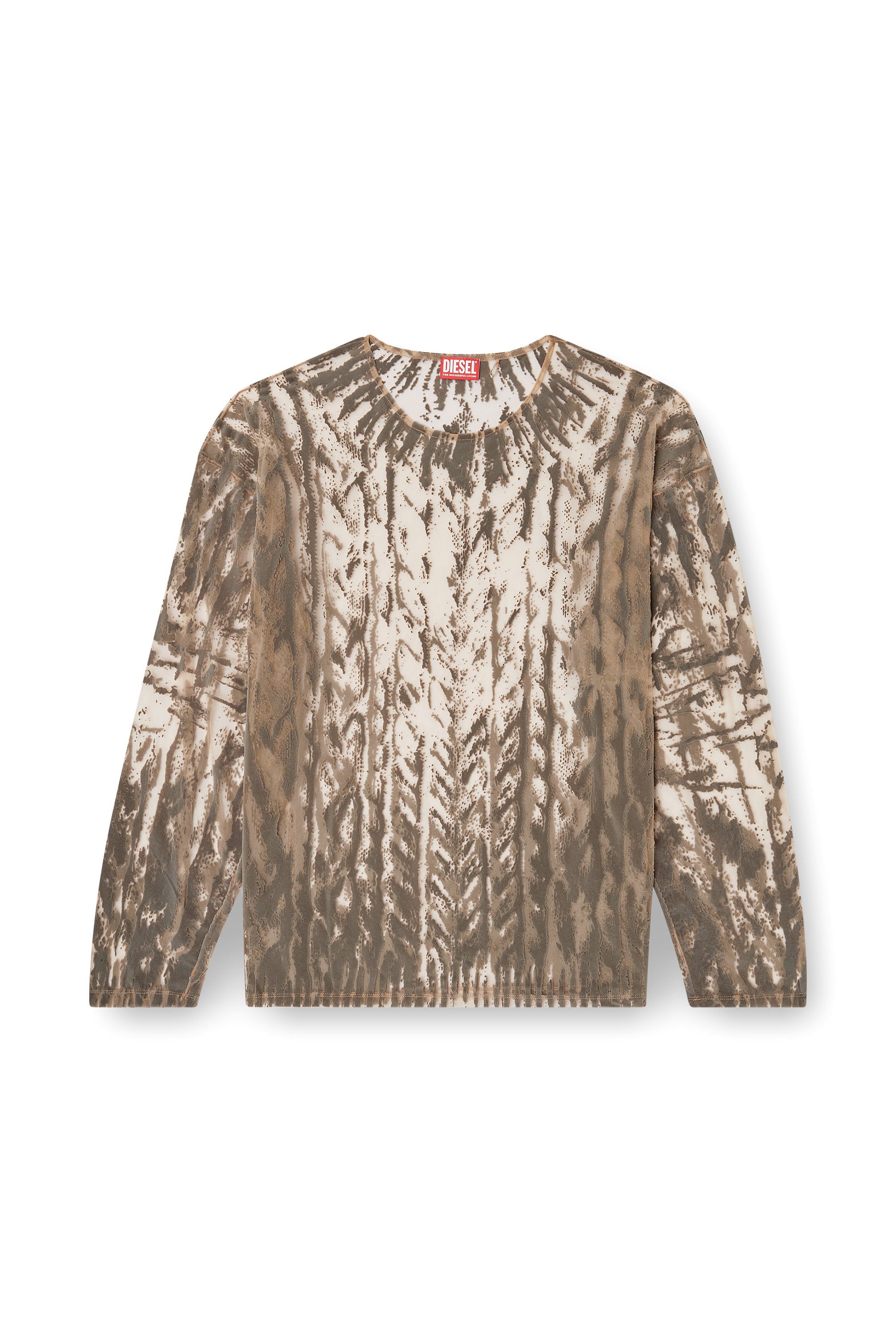 Diesel - T-TARAS, Male's Long-sleeve top in flocked tulle in ライトグレー - 3