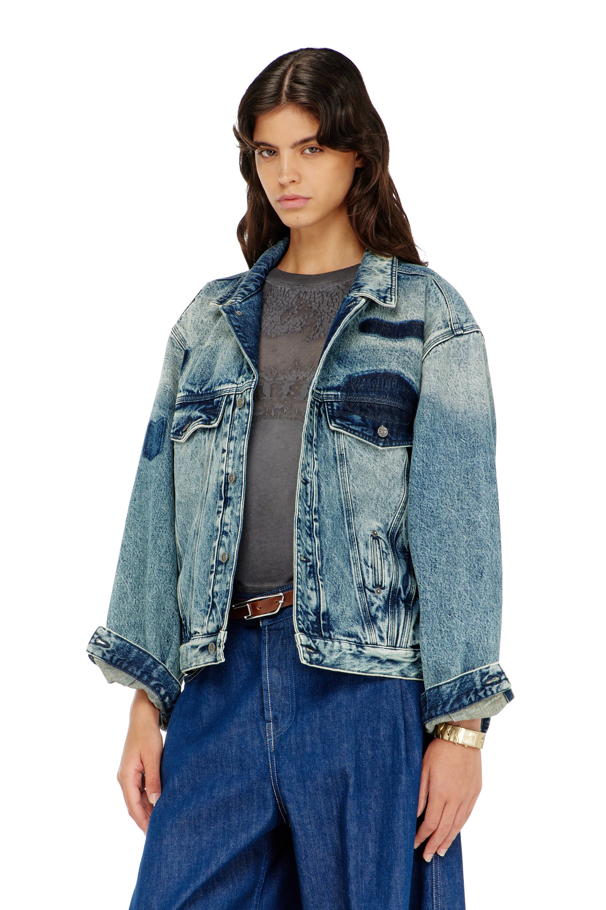 Diesel - D-DENVER-S2, Unisex's デニムジャケット in ミディアムブルー - 6